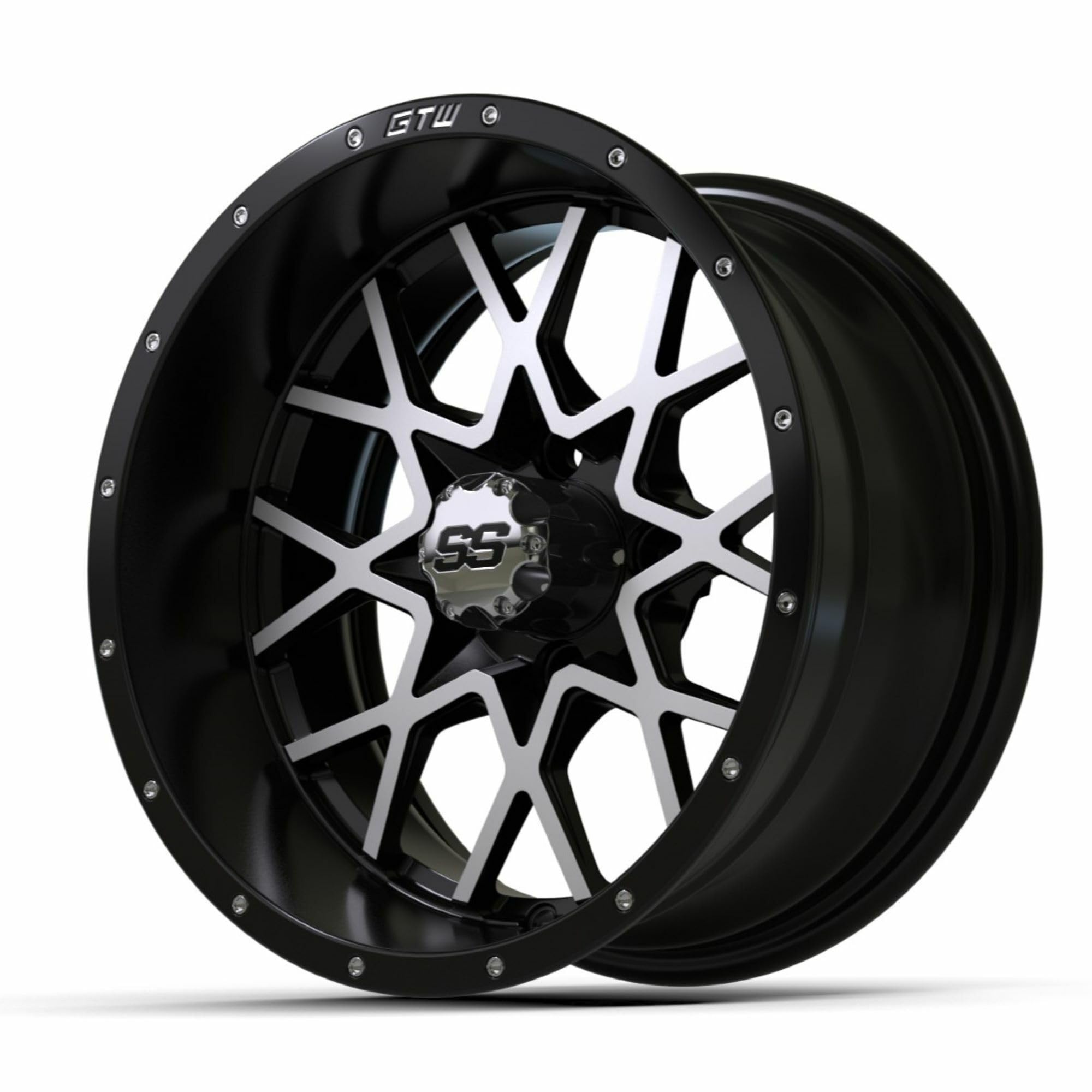 Vortex Aluminum Golf Cart Wheels - Set of 4 | 3:4 Offset | Lightweight & Durable for Golf Carts, UTVs & Utility Vehicles | Perfect for Golf Courses, Camping & Outdoor Adventures