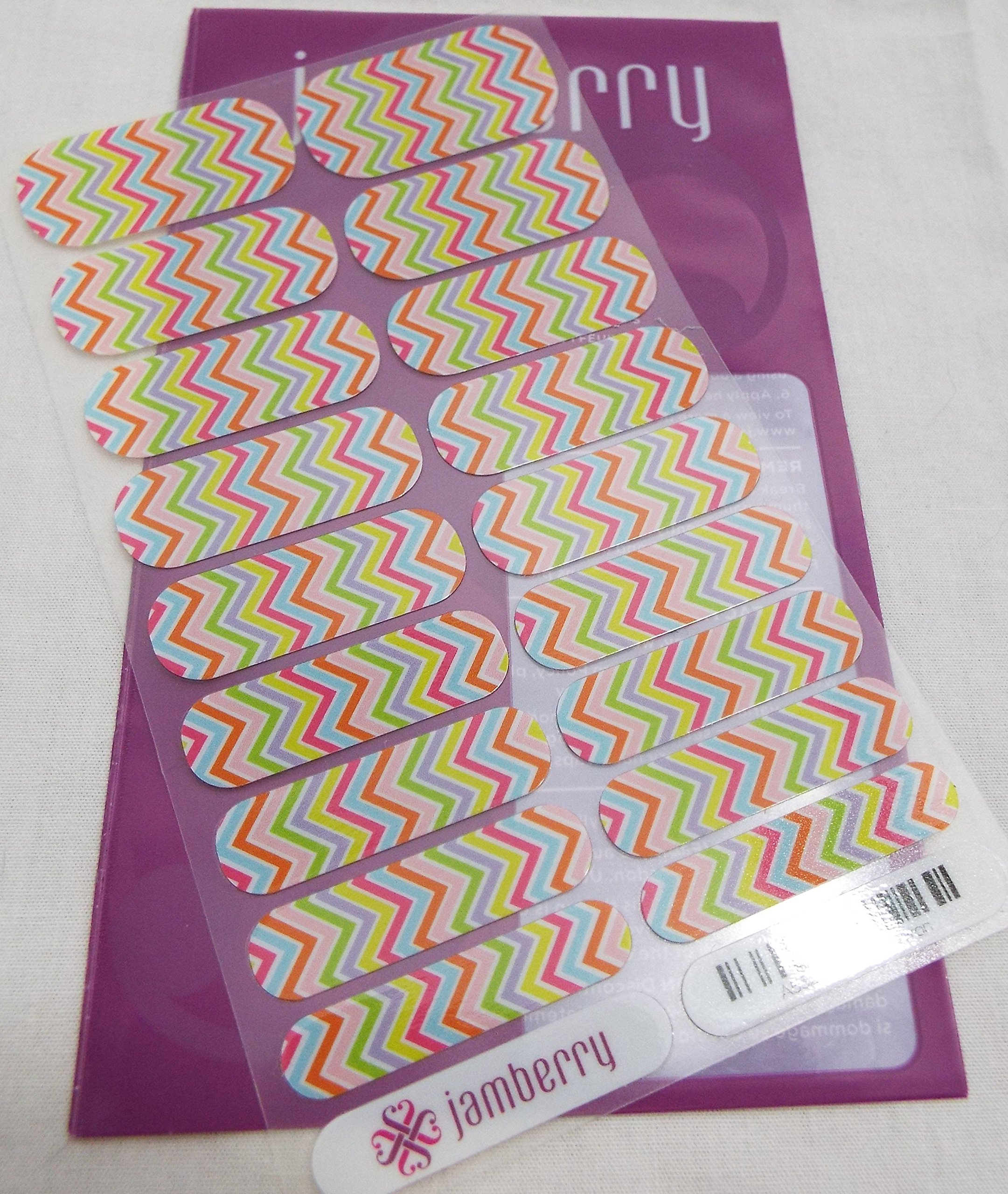 Jamberry Nail Wraps - Candy Chevron Design | Long-Lasting Nail Stickers for Women | Perfect for Parties, Weddings & Special Occasions