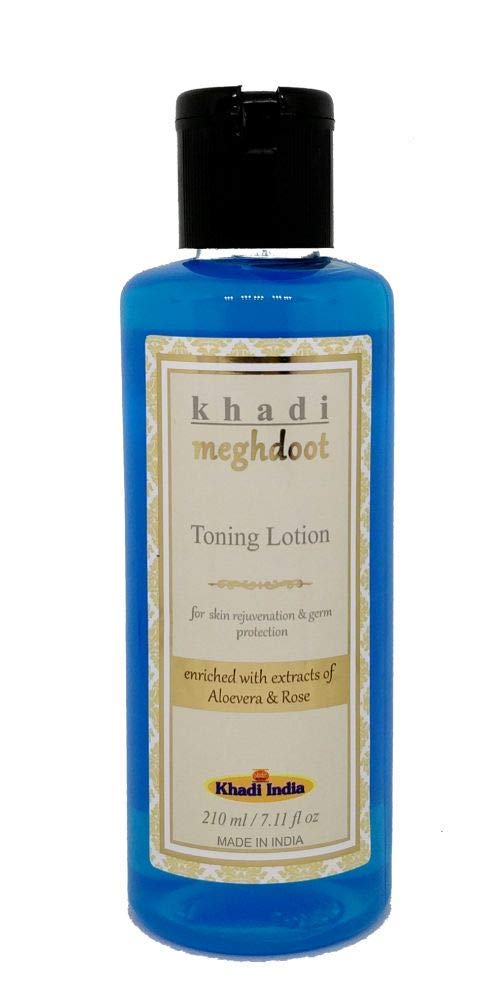 Khadi Meghdoot Skin Toning Lotion - Astringent & Antiseptic Face Toner with Aloe Vera & Rose Extracts (210ml) | Deep Cleansing, Germ Protection & Skin Brightening | Perfect for Daily Skincare Routine & Acne-Prone Skin