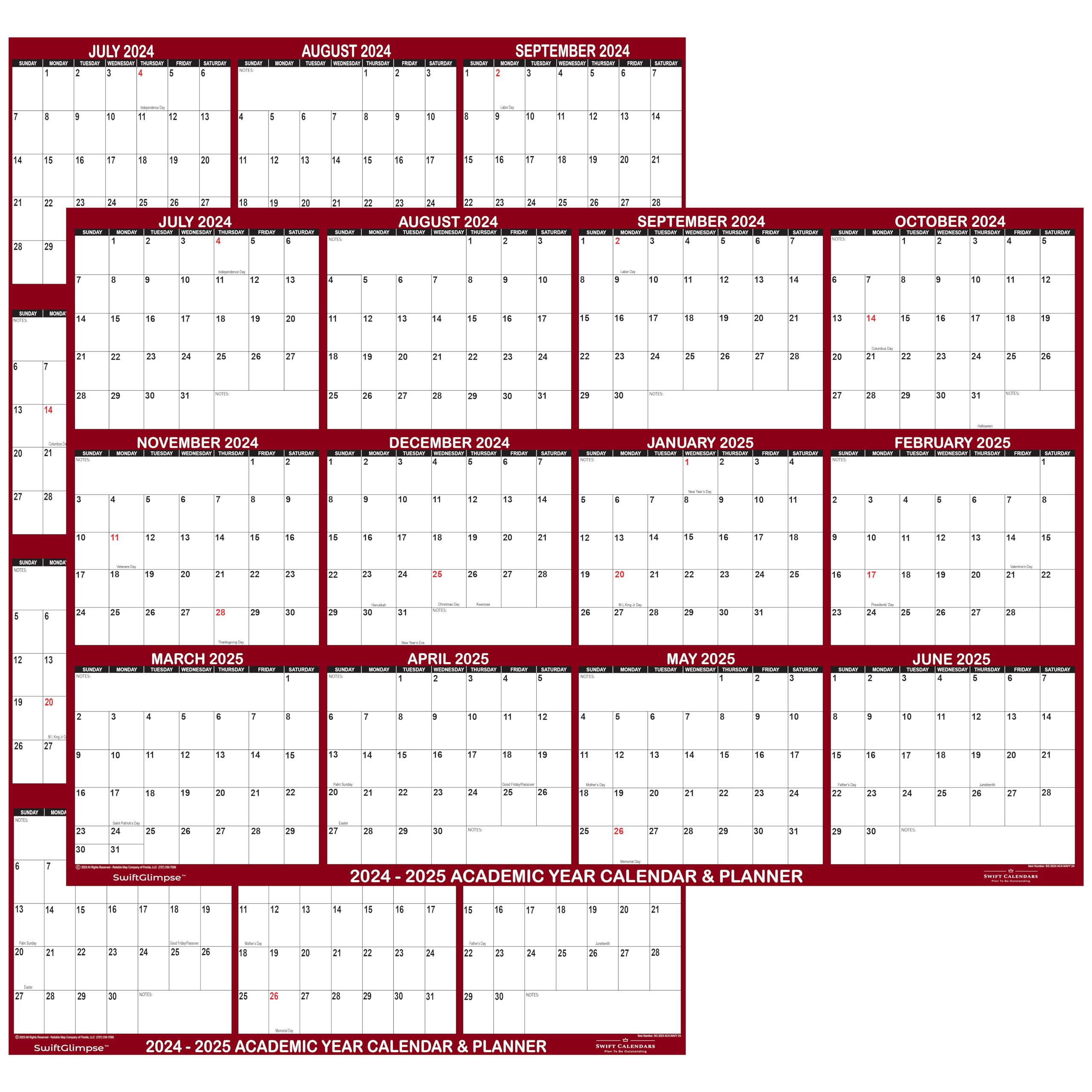 SwiftGlimpse 2024-2025 Academic Wall Calendar - 18