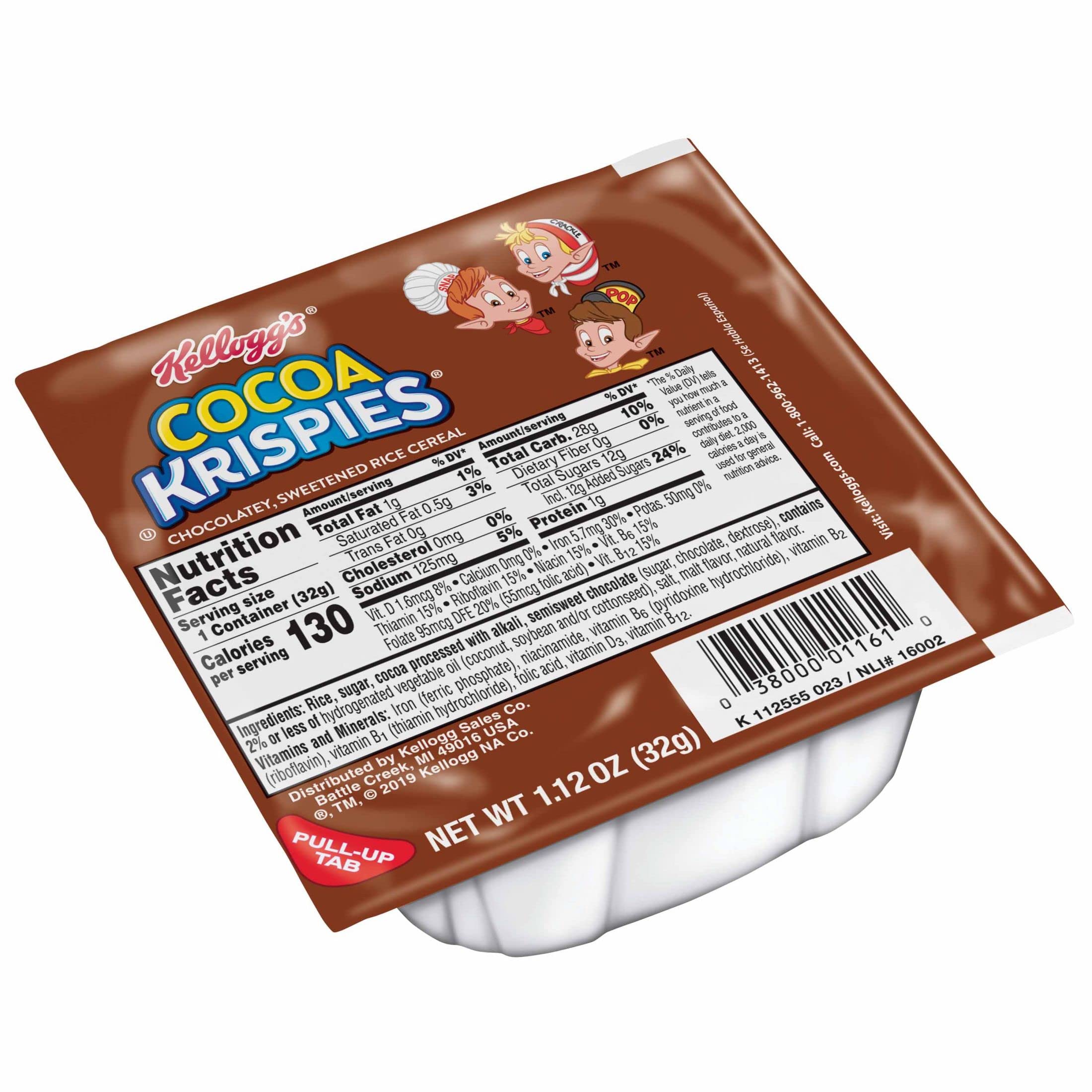 Kellogg's Cocoa Krispies Cold Breakfast Cereal - 6.75lb Bulk Case (96 Single-Serve Bowls) | Chocolate Rice Krispies for Kids | School Lunch & After-School Snacks | Family Breakfast & Quick Morning Meal Solution