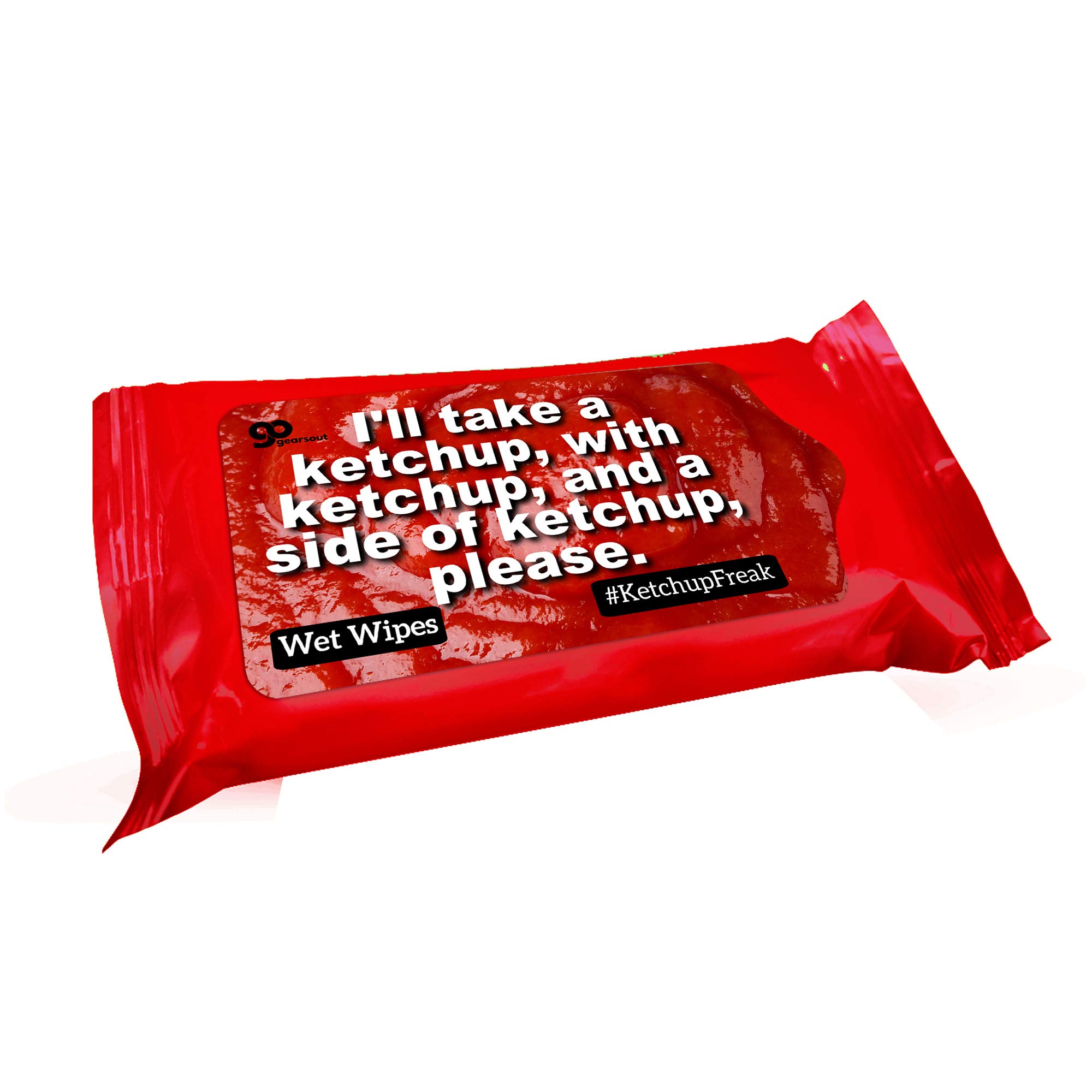Ketchup Lovers Wipes - Funny Ketchup Gift Set - Novelty Moist Towelettes for Ketchup Enthusiasts - Disposable Travel-Size Wipes - Gag Gifts for Men & Women - Perfect for BBQs, Picnics & Fast Food Outings