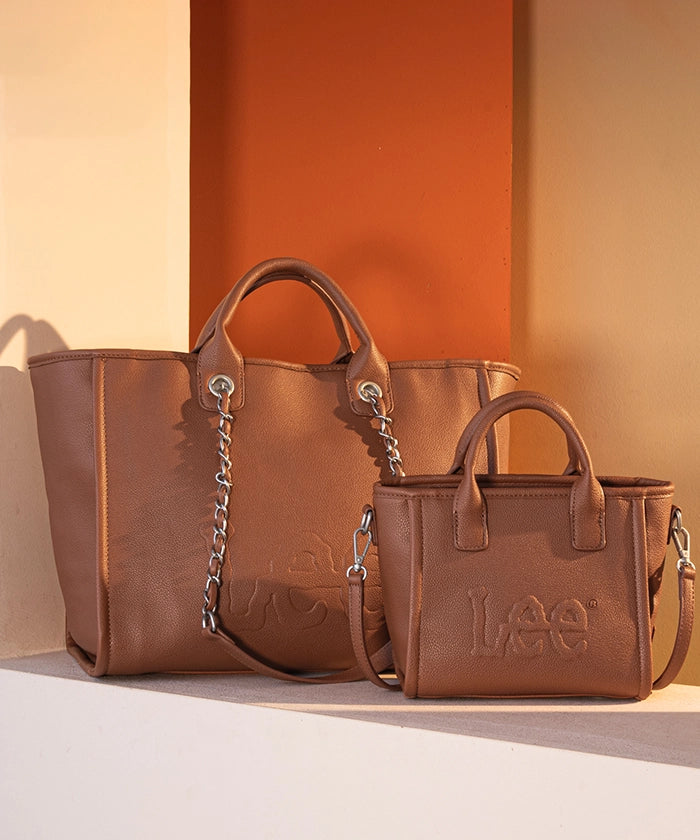 Lee Genuine Grain Leather Chain Strap Shoulder Bag for Women - Stylish Crossbody Purse for Work, Travel & Everyday Use