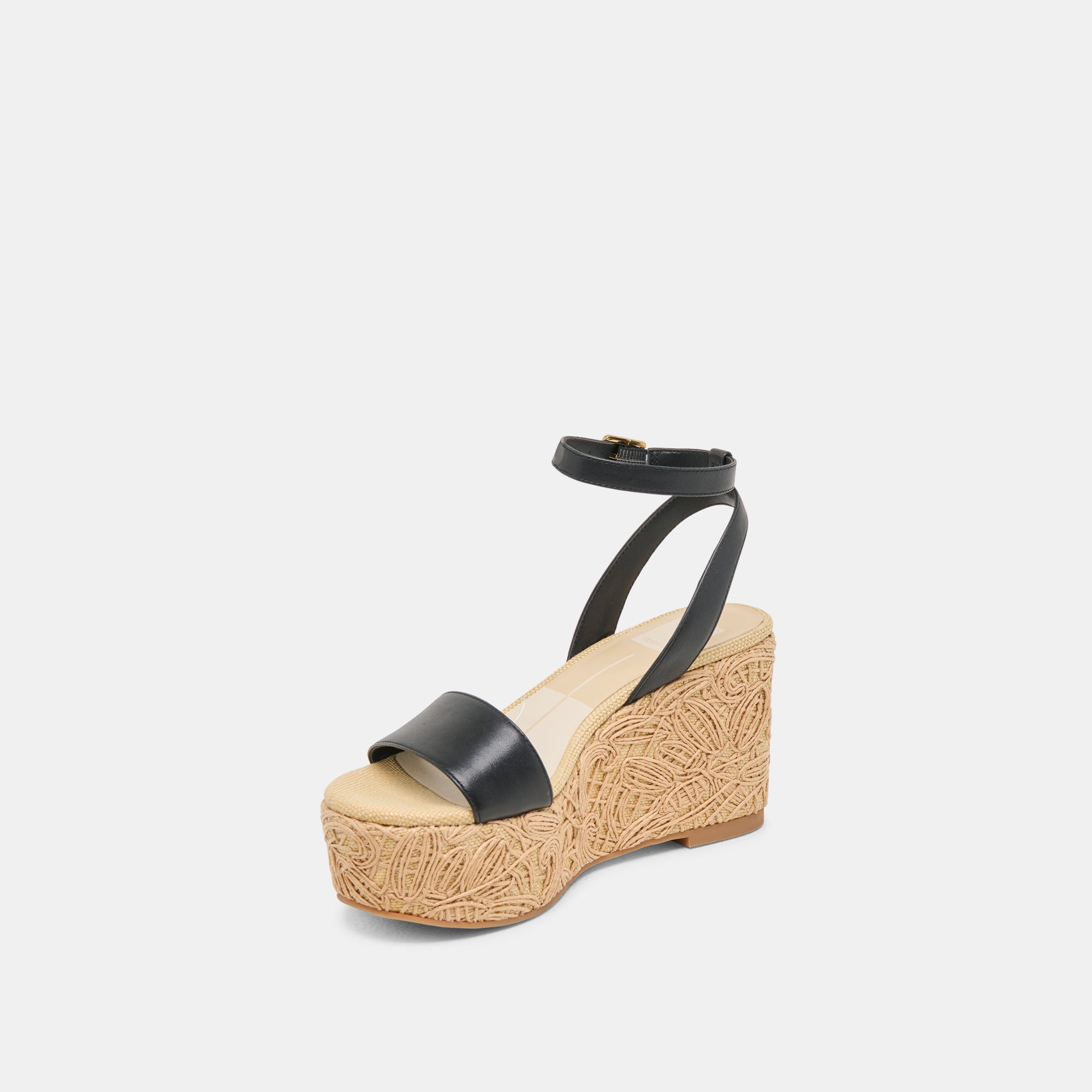 TALISA Women's Black Leather Wedge Sandals - Comfortable & Stylish for Summer, Beach, and Casual Outings