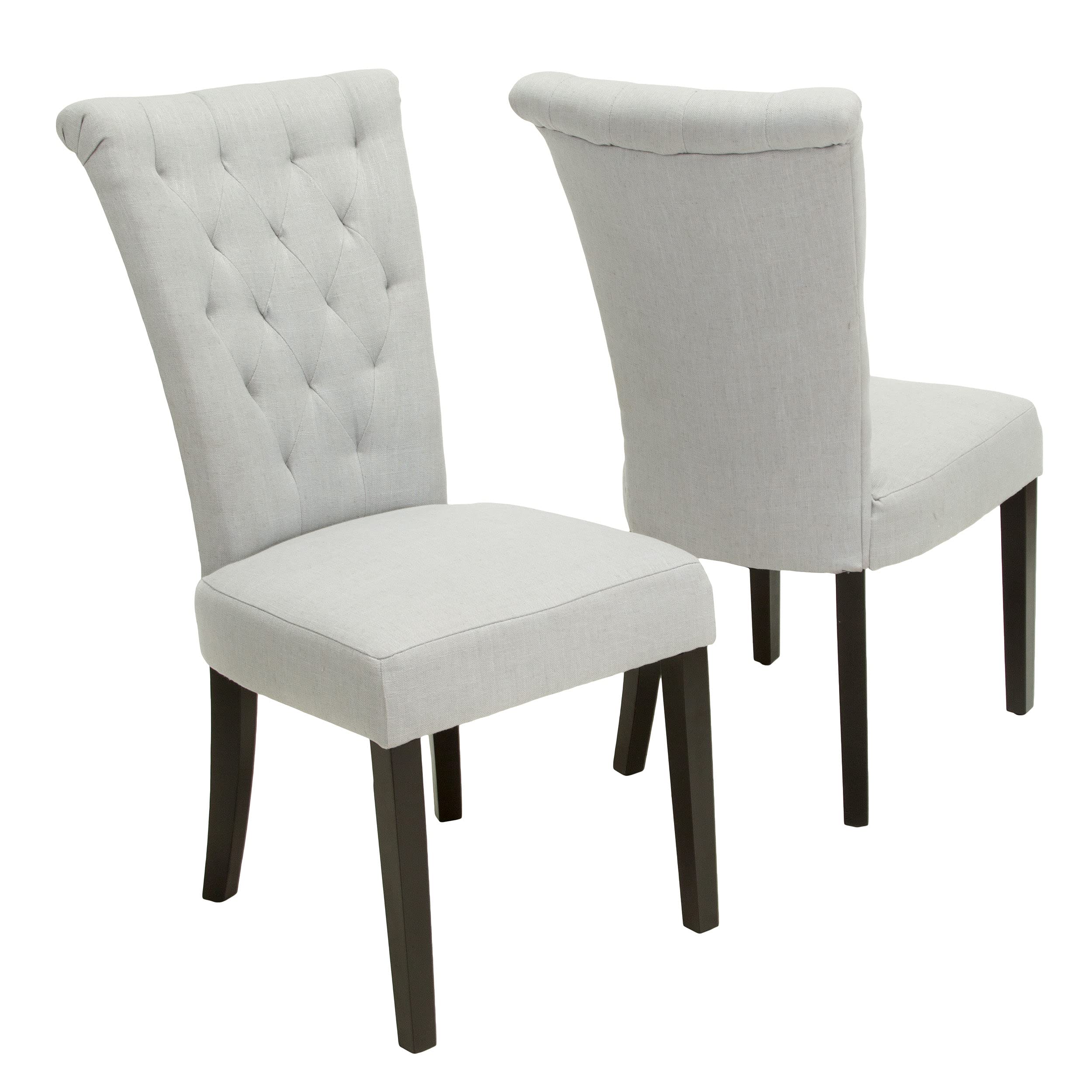 Christopher Knight Home Venetian Dining Chairs Set of 2, Light Grey Fabric Upholstered - Perfect for Kitchen, Dining Room, and Breakfast Nook