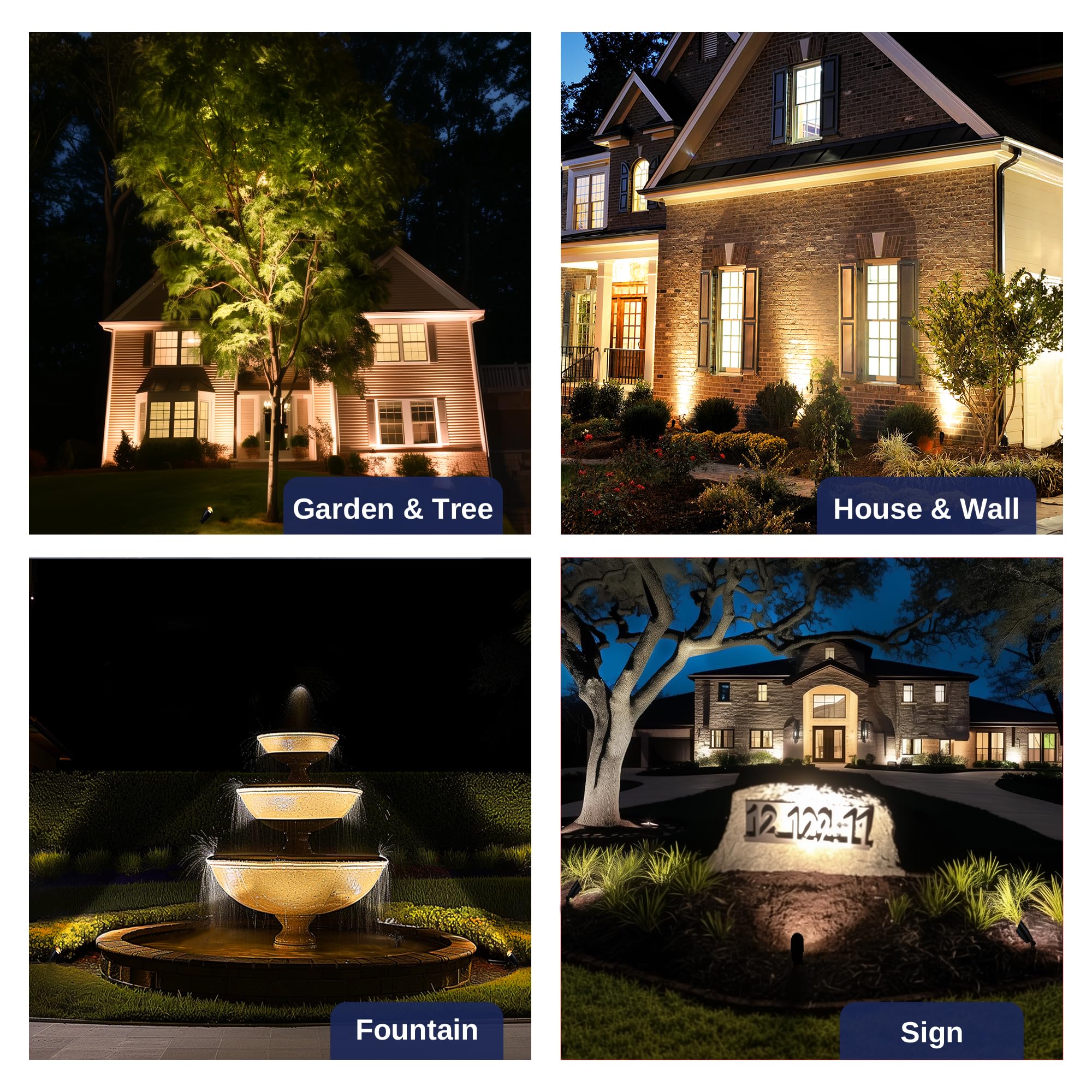 12V LED Low Voltage Spotlight - Bronze Outdoor Light Fixture, Brass Landscape Lighting (10 Pack) - Weatherproof Hardwired for Wall Wash, Flag Lighting, Garden & Pathway Illumination