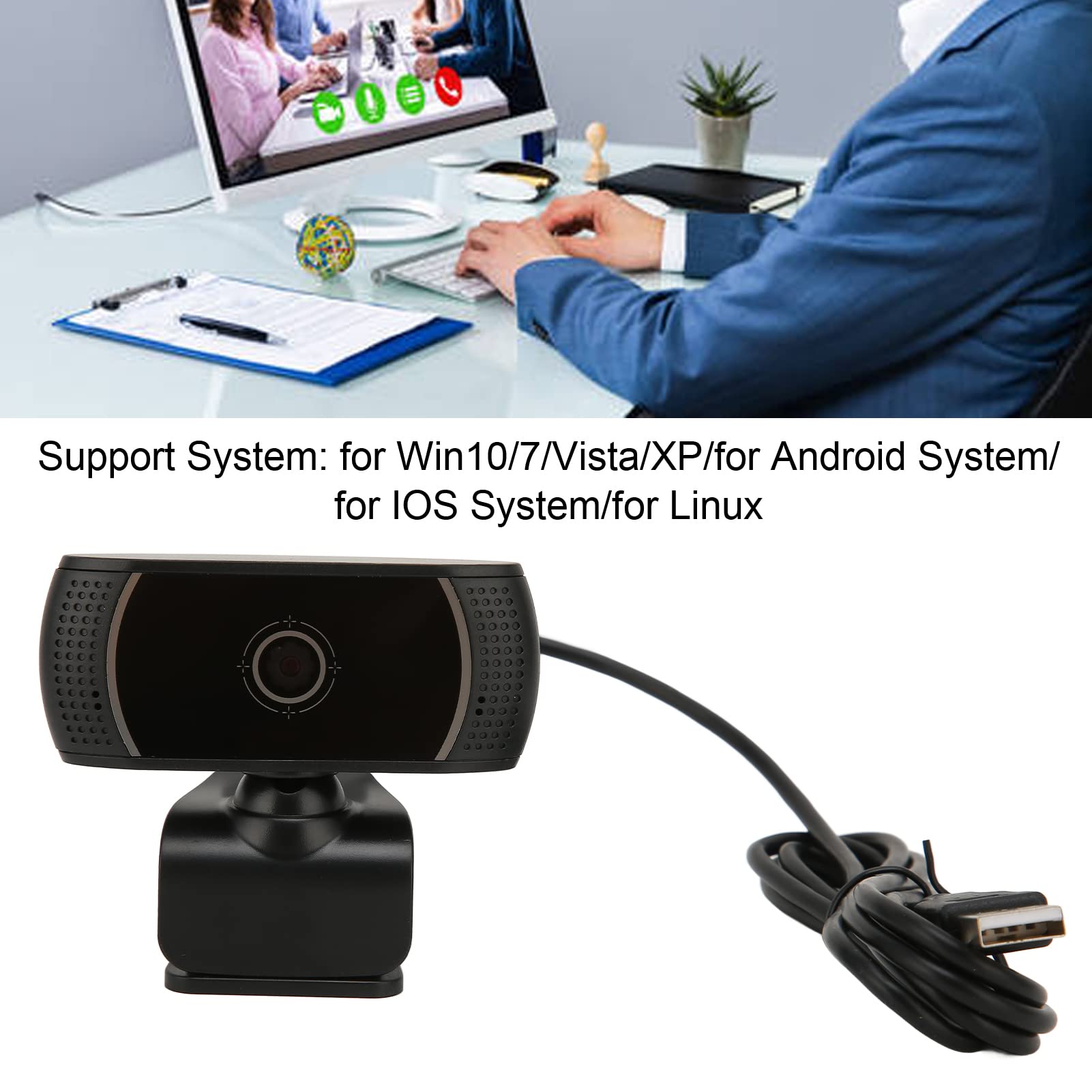 HD USB Webcam with Auto Focus - 640x480 Plug & Play Computer Camera for Online Classes, Live Streaming & Video Conferencing - Flexible Mount for Laptop & Desktop (Black) - Perfect for Remote Work, Zoom Meetings & Distance Learning