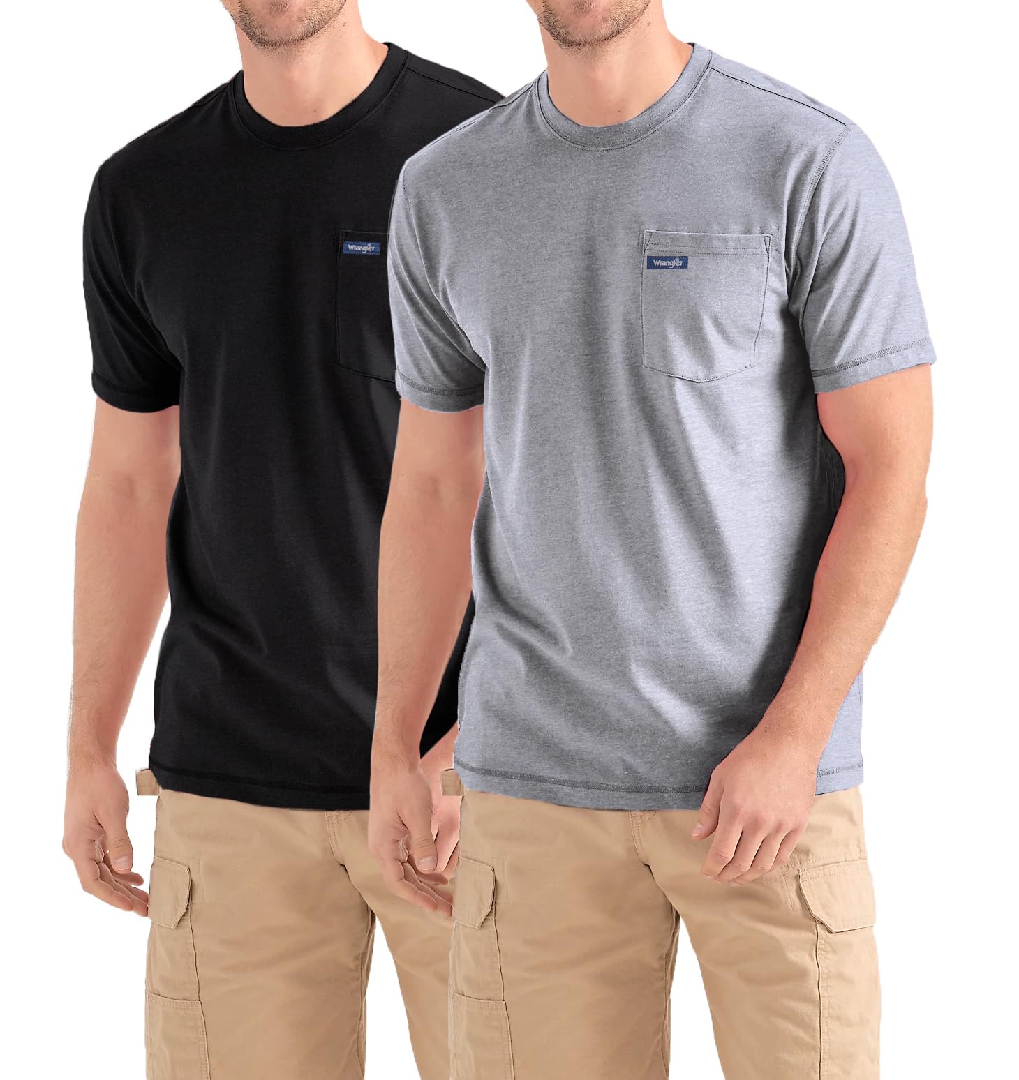 Wrangler Big and Tall Men's Cotton T-Shirts 2-Pack with Chest Pocket - Comfortable Casual Wear for Work & Outdoor Activities