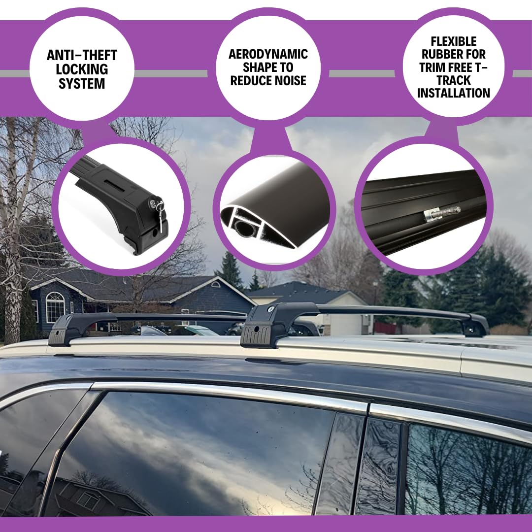 ERKUL Aluminum Roof Rack Cross Bars for Mazda CX-30 2020-2025 | Anti-Theft Locking System | Flush Rail Compatible | Heavy-Duty Cargo Carrier for Camping, Kayaking & Road Trips (Black)