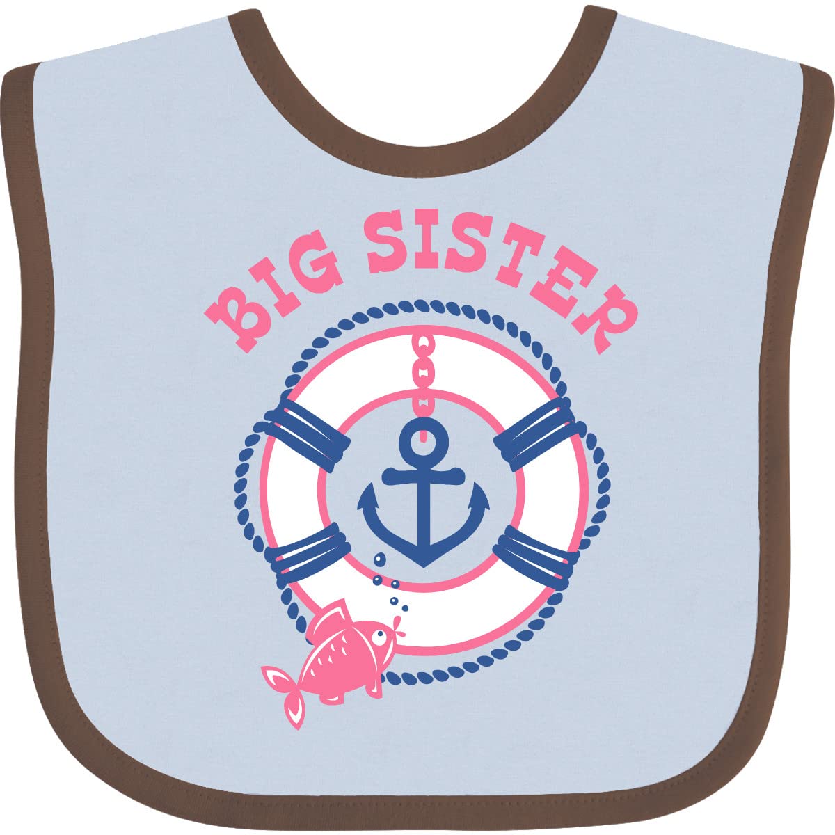 Inktastic Nautical Big Sister Baby Bib - Soft Cotton Drool Bib for Toddlers & Infants - Perfect for Feeding Time, Photo Shoots & Sibling Bonding Gifts