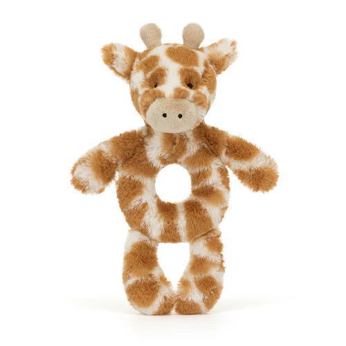 Jellycat Bashful Giraffe Ring Rattle - Soft Baby Teether Toy for Newborns & Infants | Perfect for Sensory Play, Early Learning & Soothing