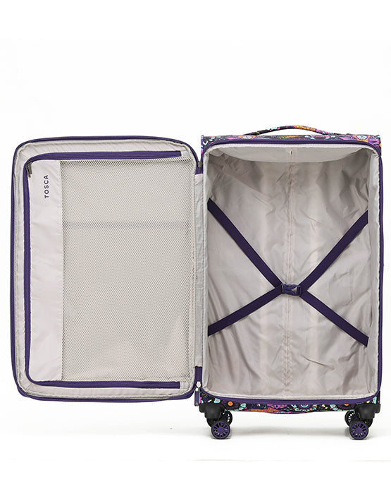 Tosca SO LITE AIR5055 79cm Large Spinner Luggage with Paisley Design - Lightweight Suitcase for Travel, Business Trips & Vacations