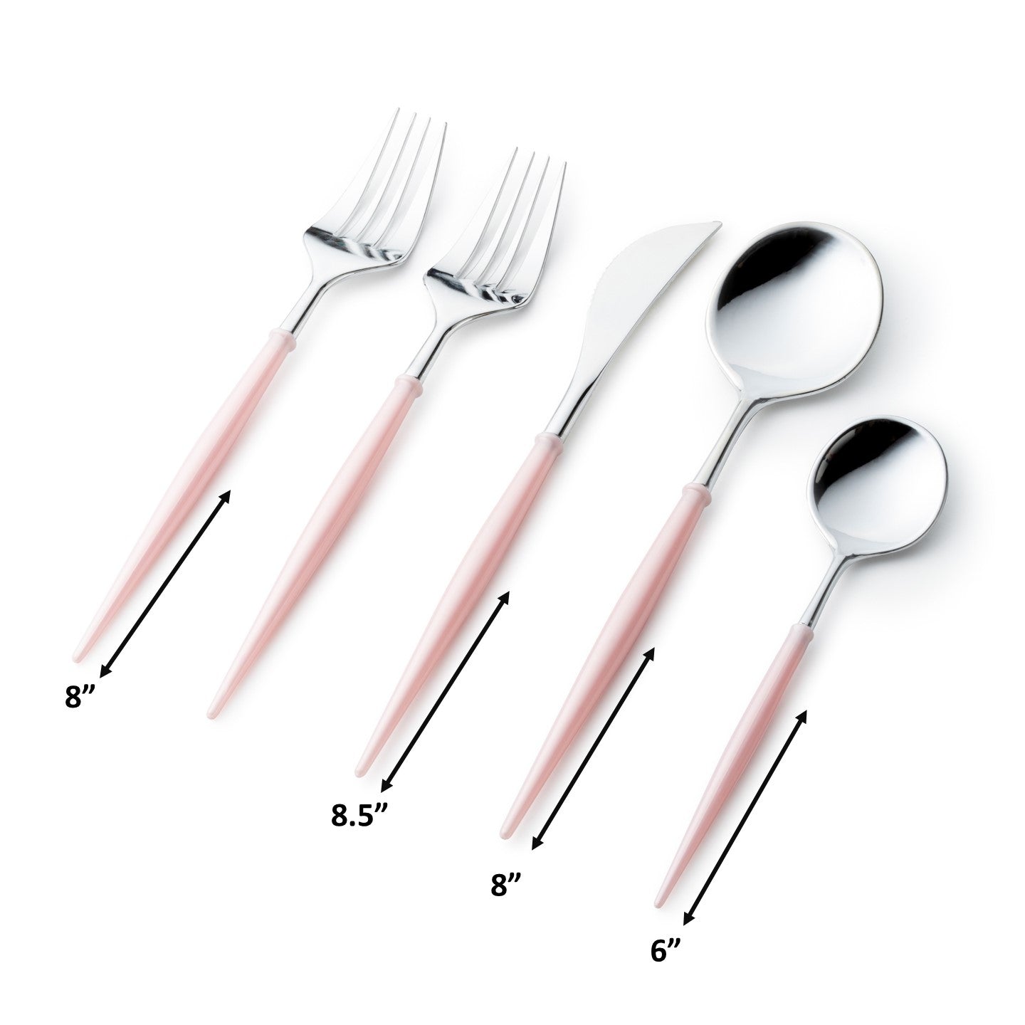 Noble Collection 40-Piece Silver and Blush Flatware Set - Service for 8 - Elegant Dinnerware for Formal Dining, Wedding Gifts & Special Occasions