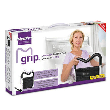 MedPro™ MGrip Contoured Bedside Safety Rail for Elderly - Adjustable Bed Assist Handle for Seniors & Disabled - Home Healthcare Equipment for Fall Prevention & Mobility Support (Ideal for Hospitals, Nursing Homes & Home Care)