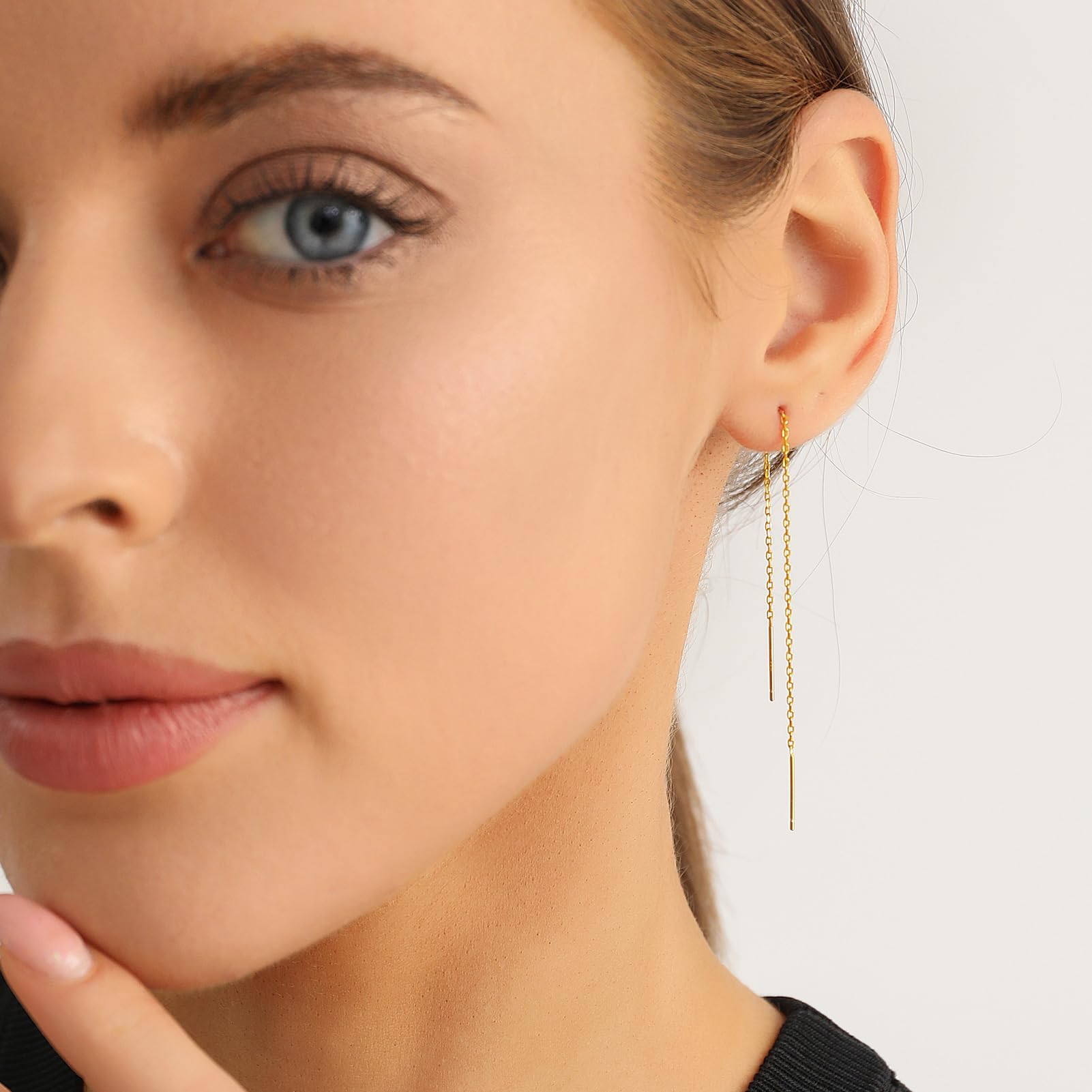 18K Gold Filled Dainty Threader Earrings for Women - Double Pierced Drop Dangle Chain Earrings | Elegant Jewelry Gift for Her | Perfect for Date Night, Parties & Special Occasions