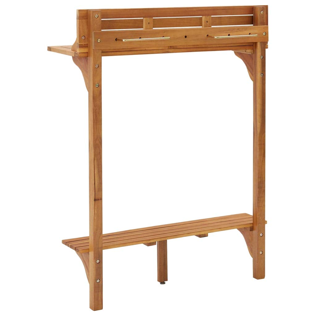 35.4x14.6x48.2 Inch Solid Acacia Wood Multi-Purpose Table - Balcony Bar, Dining, Kitchen, Coffee & Bistro Table for Indoor/Outdoor Use in Dining Room, Living Room, Cafe & Patio