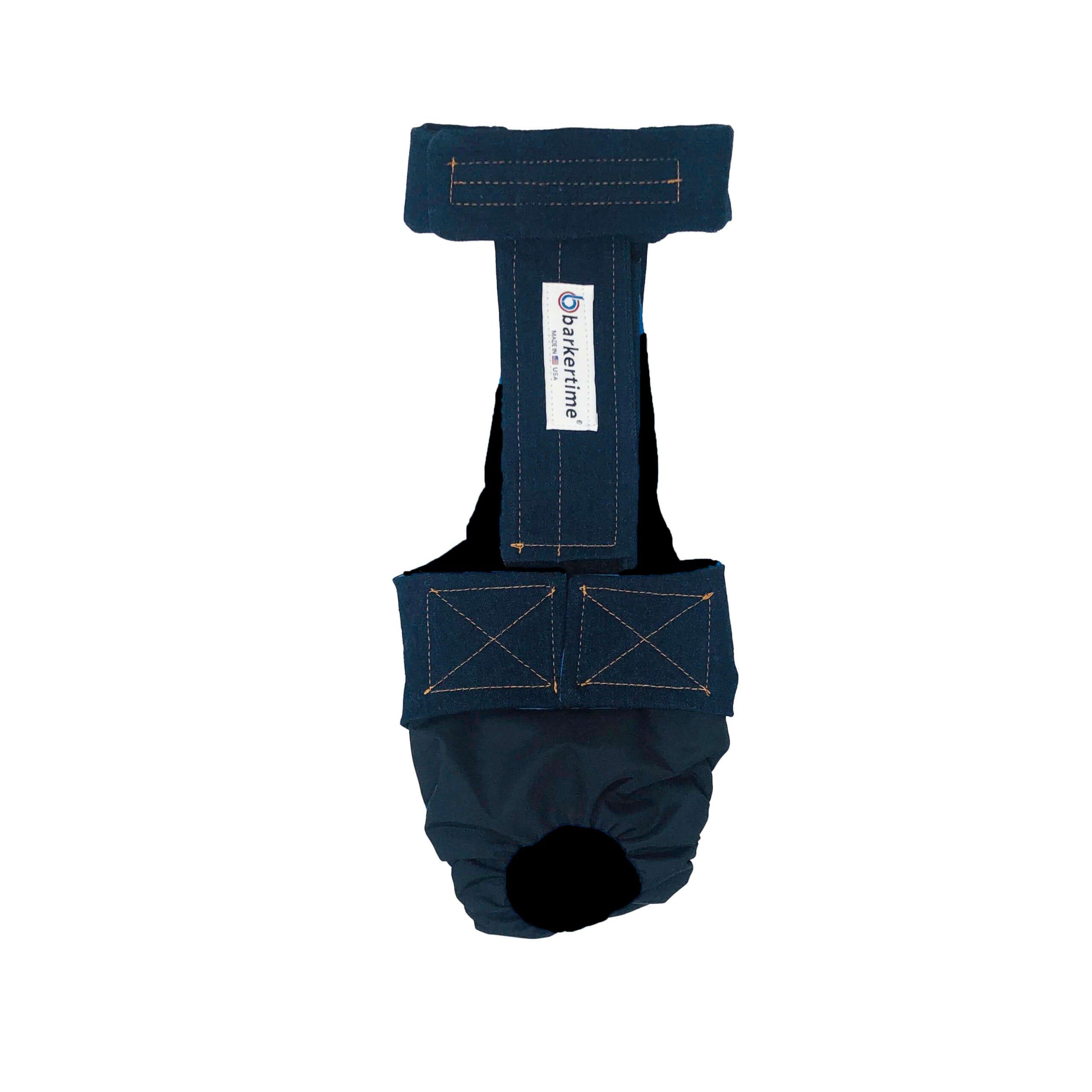 Denim on Black Dog Diaper Overall XXL - No Tail Hole - Made in USA - Perfect for Large Breed Dogs with Incontinence Issues