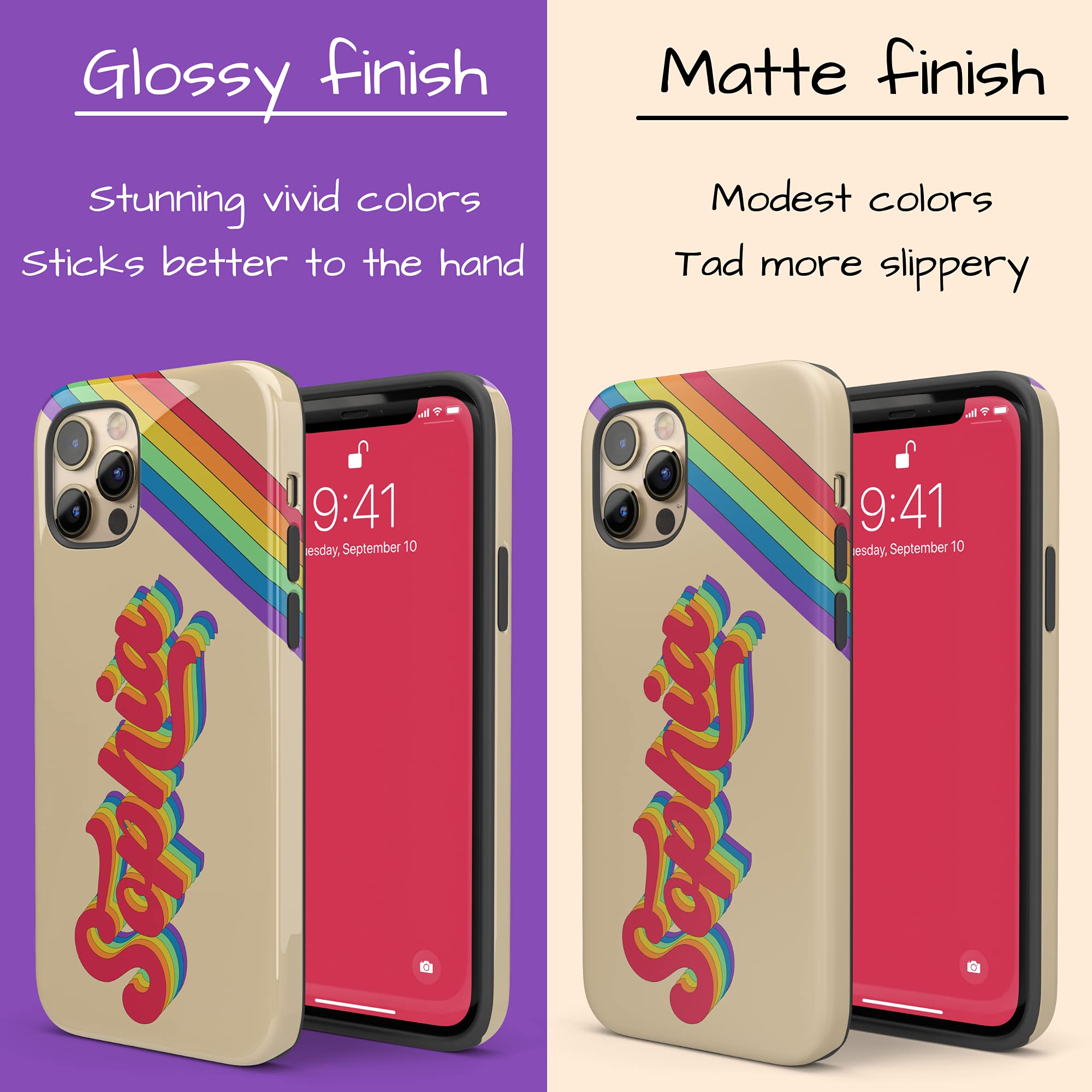 Retro LGBTQ Pride Rainbow Personalized Phone Case - Custom Name Design for iPhone 16 Plus, 15 Pro Max, 14, 13 Mini, 12, 11, X/XS Max, XR, 7/8 - Perfect for Pride Events, Festivals & Everyday LGBTQ Support