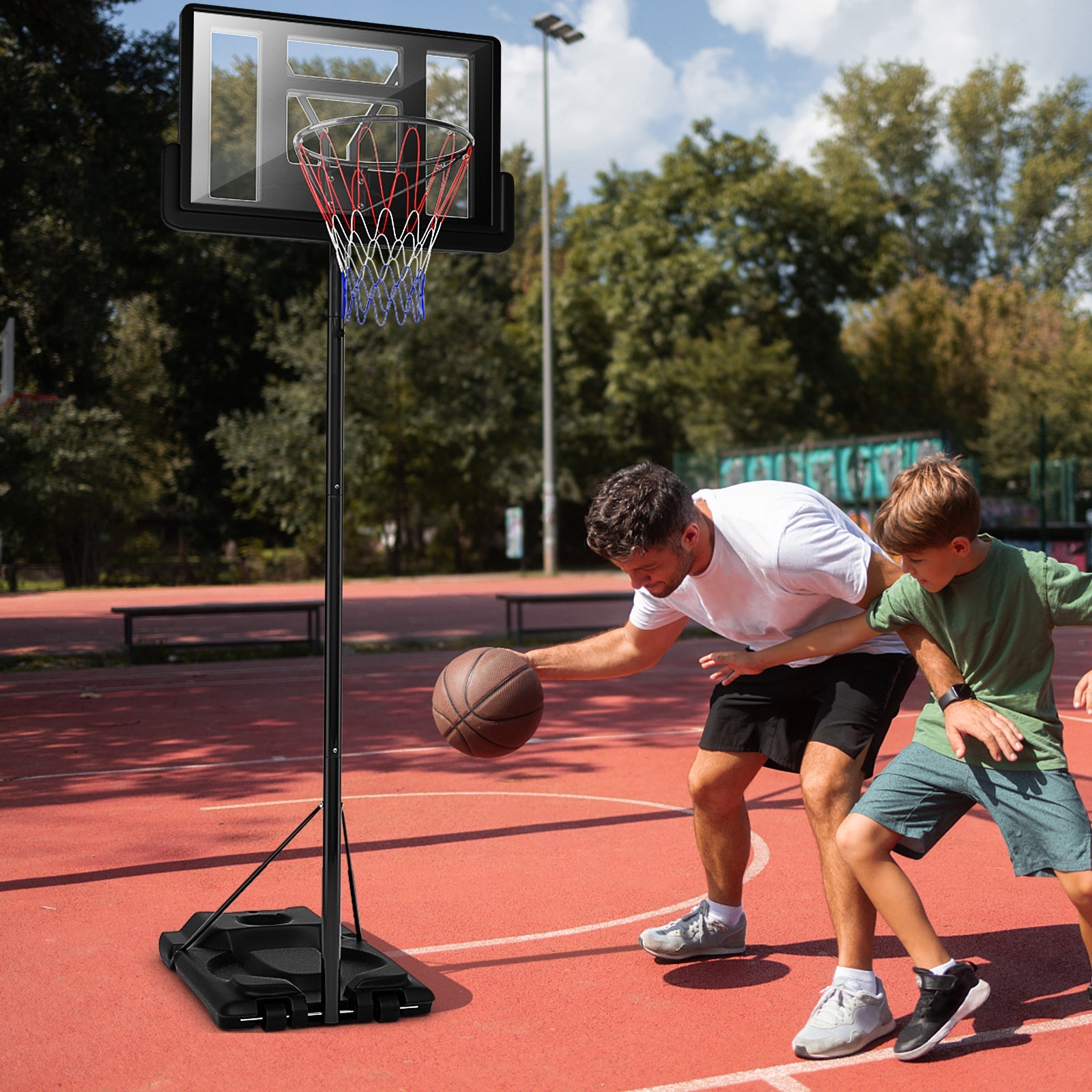 Adjustable Height Portable Shatterproof Basketball Hoop Backboard with 2 Nets - Perfect for Driveway, Backyard & Indoor Basketball Practice