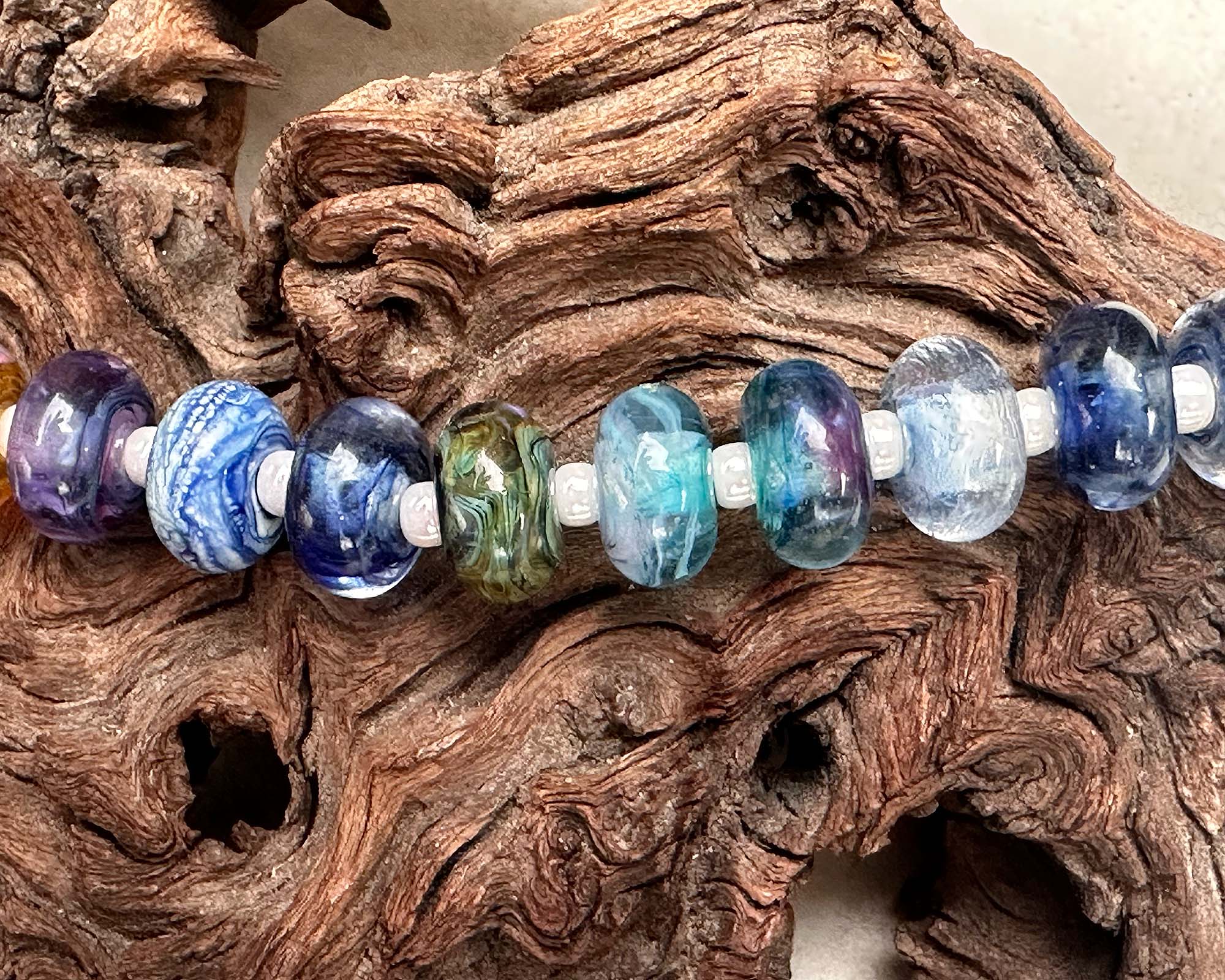 17pcs Blue Orphan Lampwork Glass Beads Set for Jewelry Making - DIY Bracelets, Necklaces & Craft Projects - SRA Certified