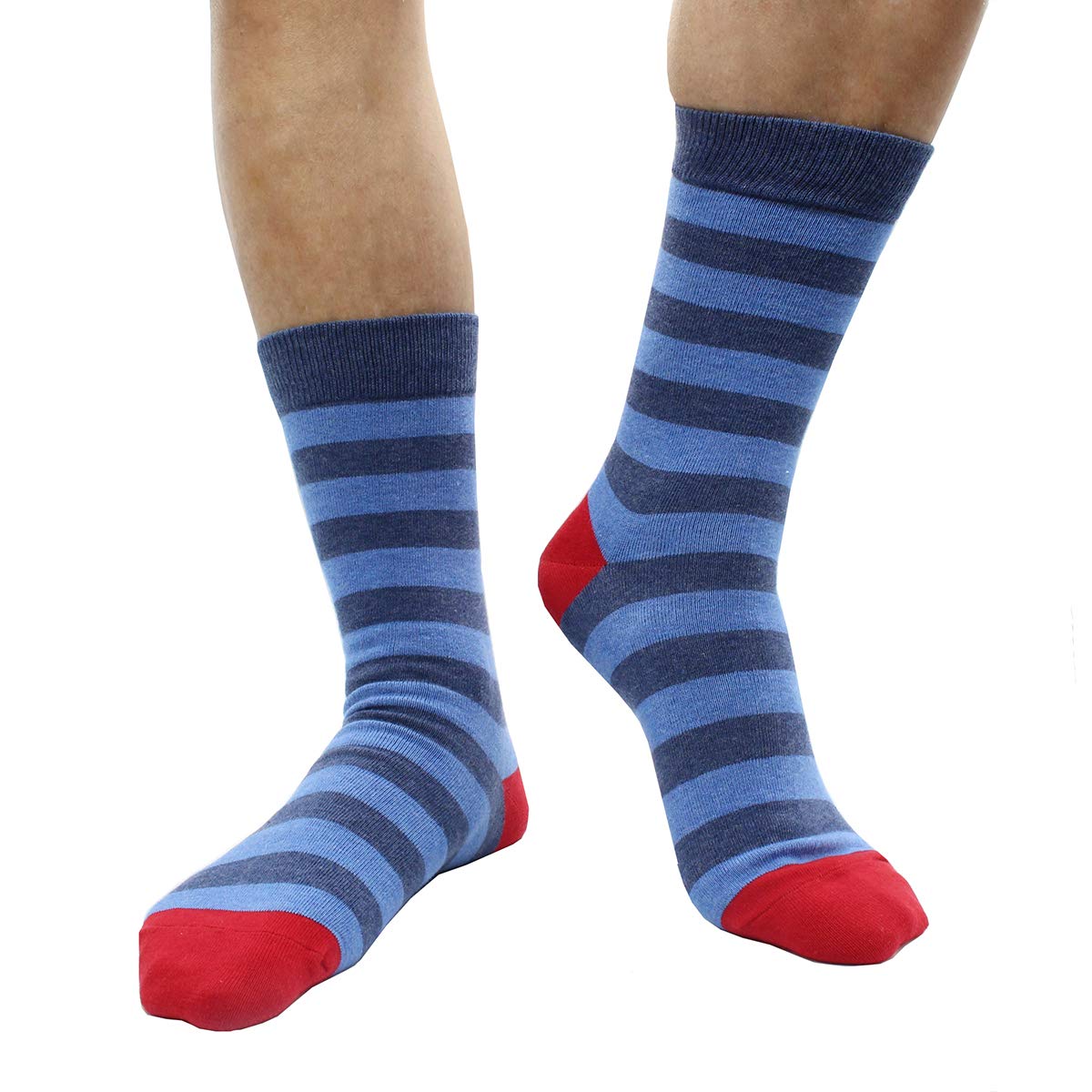 Funny Men's Dress Socks - Colorful Striped Cotton Novelty Socks (Size 10-13) - Pack of Fun Pattern Casual Socks for Office, Party & Gifts