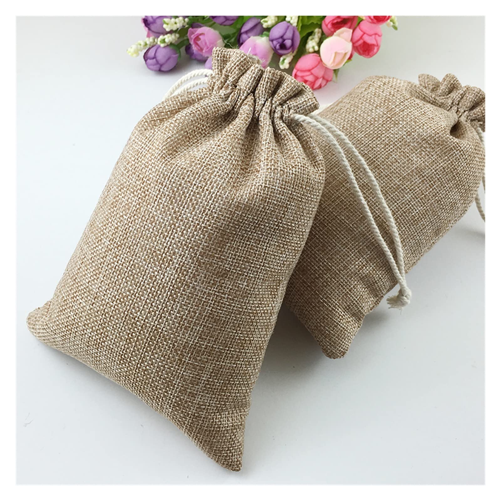 50pcs Natural Burlap Hessian Gift Bags with Drawstrings - 20x30cm Eco-Friendly Jute Favor Pouches for Wedding, Birthday Party, Baby Shower & Candy Favors - Perfect for Rustic Events & DIY Gift Packaging