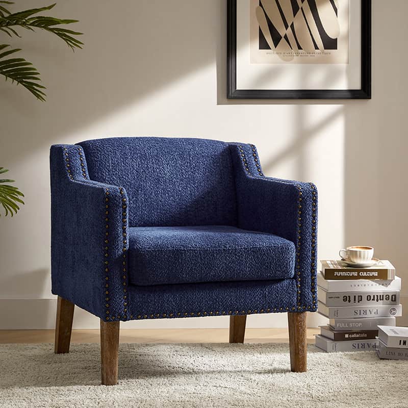 Solid Wood Frame Armchair - Modern & Durable Wooden Chair for Living Room, Dining Room, Office - Comfortable & Stylish Home Furniture