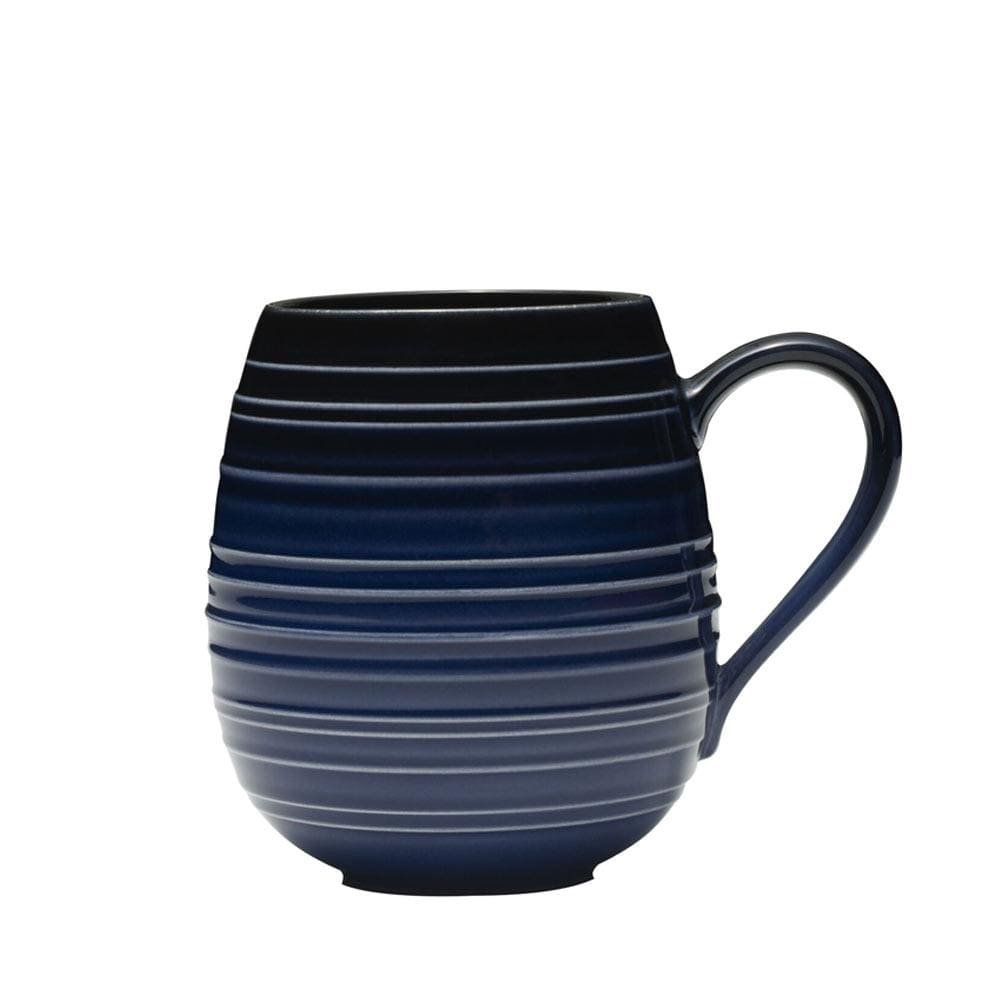 Swirl Black Coupe with Cobalt Ombre Accent 16-Piece Dinnerware Set - Service for 4 - Elegant Tableware for Modern Dining, Dinner Parties & Home Decor