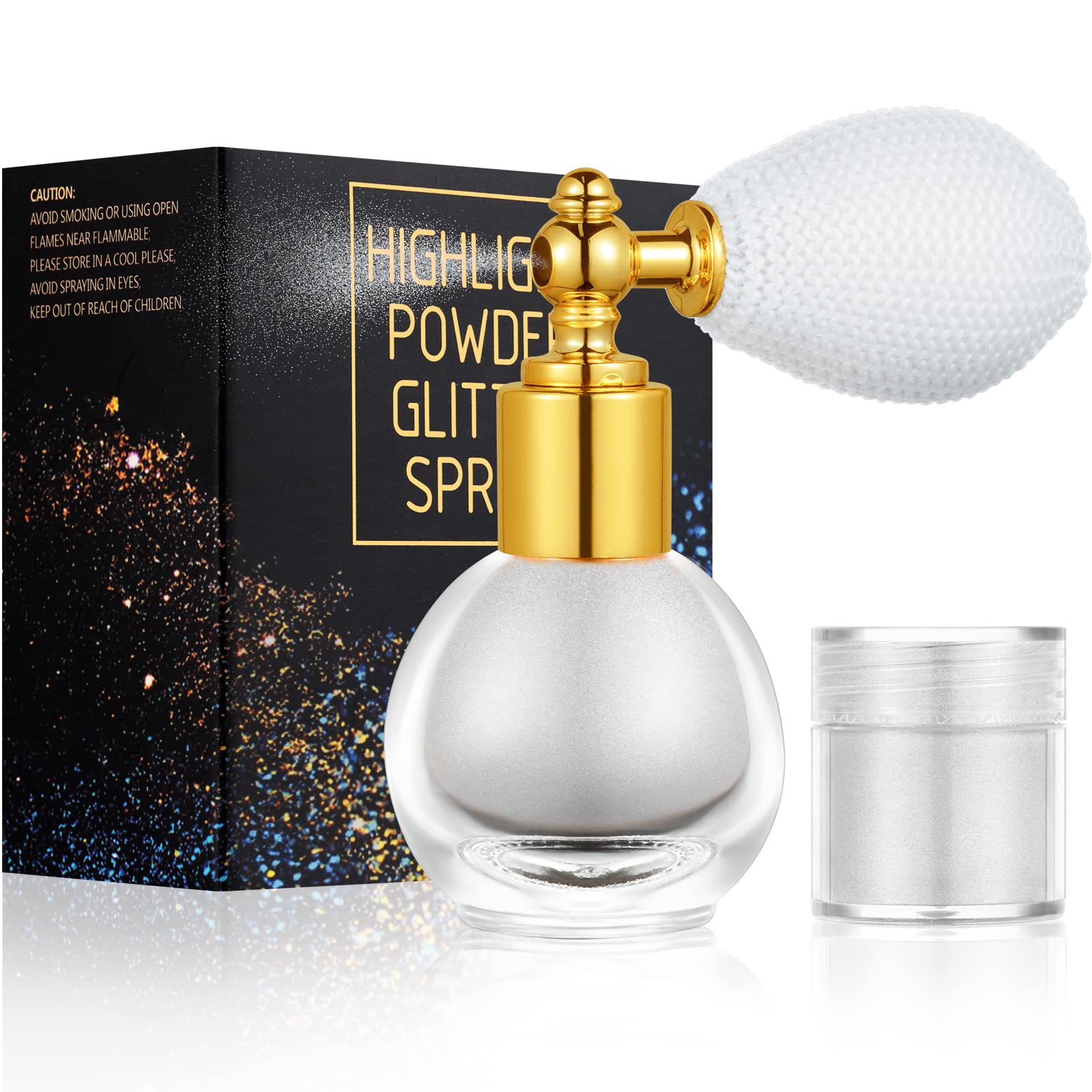 AOOWU Glitter Powder Spray - Shiny Body Glitter Spray for Women | Highlighter Loose Powder Spray | Shimmer Sparkle Makeup for Body, Hair, Face & Clothing | Perfect for Parties, Festivals & Cosplay