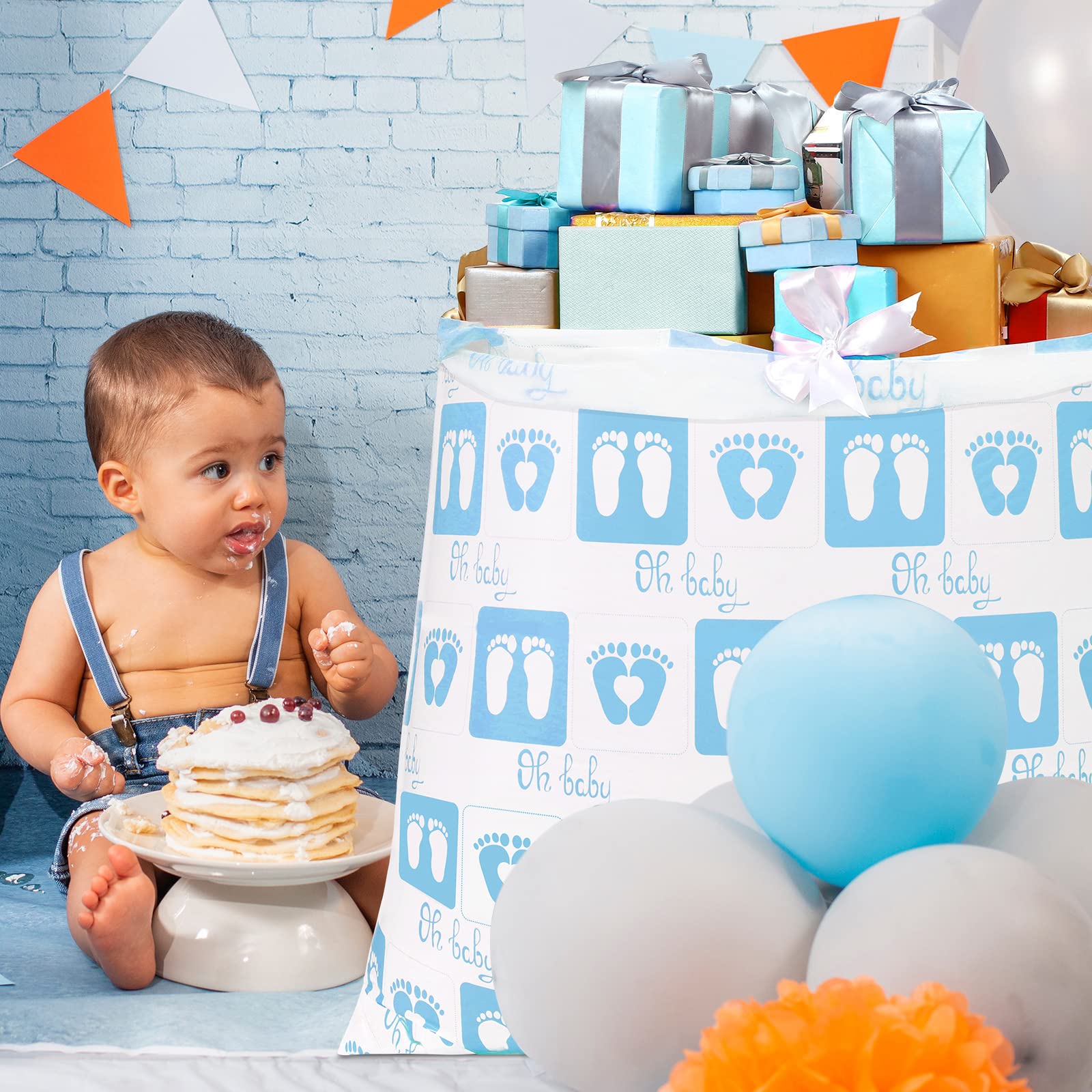2 Pack Jumbo Bike Gift Bags 80x60 Inches - Extra Large Plastic Present Sack for Baby Footprint Keepsake, Birthday Party & Baby Shower - Perfect for Boys, Girls, Bicycle Themed Celebrations (Blue) - Great for Gender Reveals, First Birthday Decorations & Cycling Enthusiast Gifts