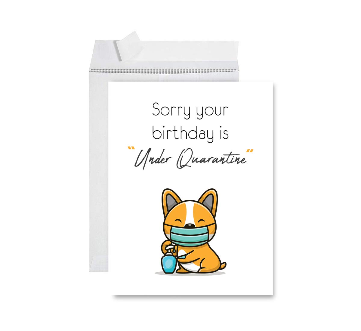 Happy Birthday Jumbo Greeting Card - 8.5 x 11 Inch Funny Social Distance Party Card for Him or Her - Andaz Press 1-Pack - Perfect for Virtual Celebrations, Long-Distance Wishes & Pandemic Birthday Parties