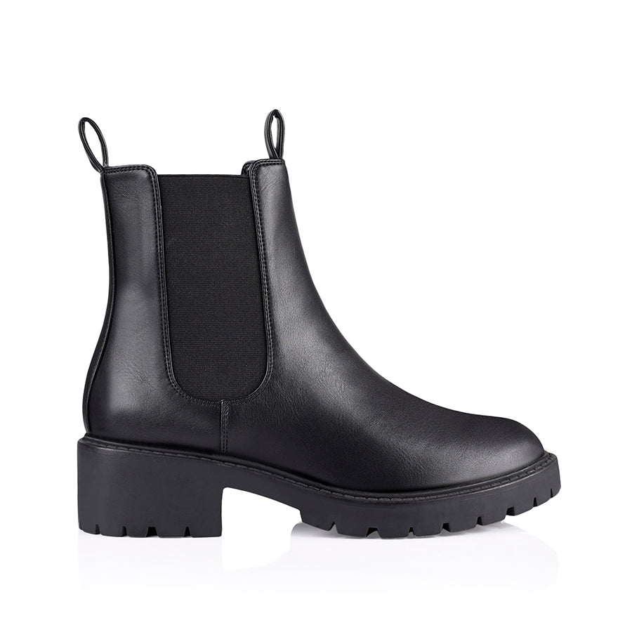 **Black Smooth Leather Chelsea Combat Boots with Jalapeno Design - Stylish & Durable for Outdoor, Work & Casual Wear**