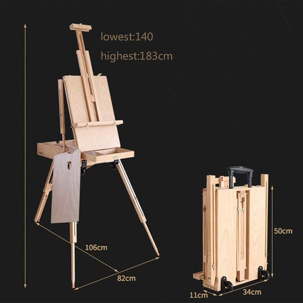 Adjustable Foldable Wooden Tripod Easel Stand with Storage Shelf & Palette - Perfect for Painting, Sketching & Drawing - Ideal for Artists, Students & Hobbyists - Great for Home, Studio & Classroom Use