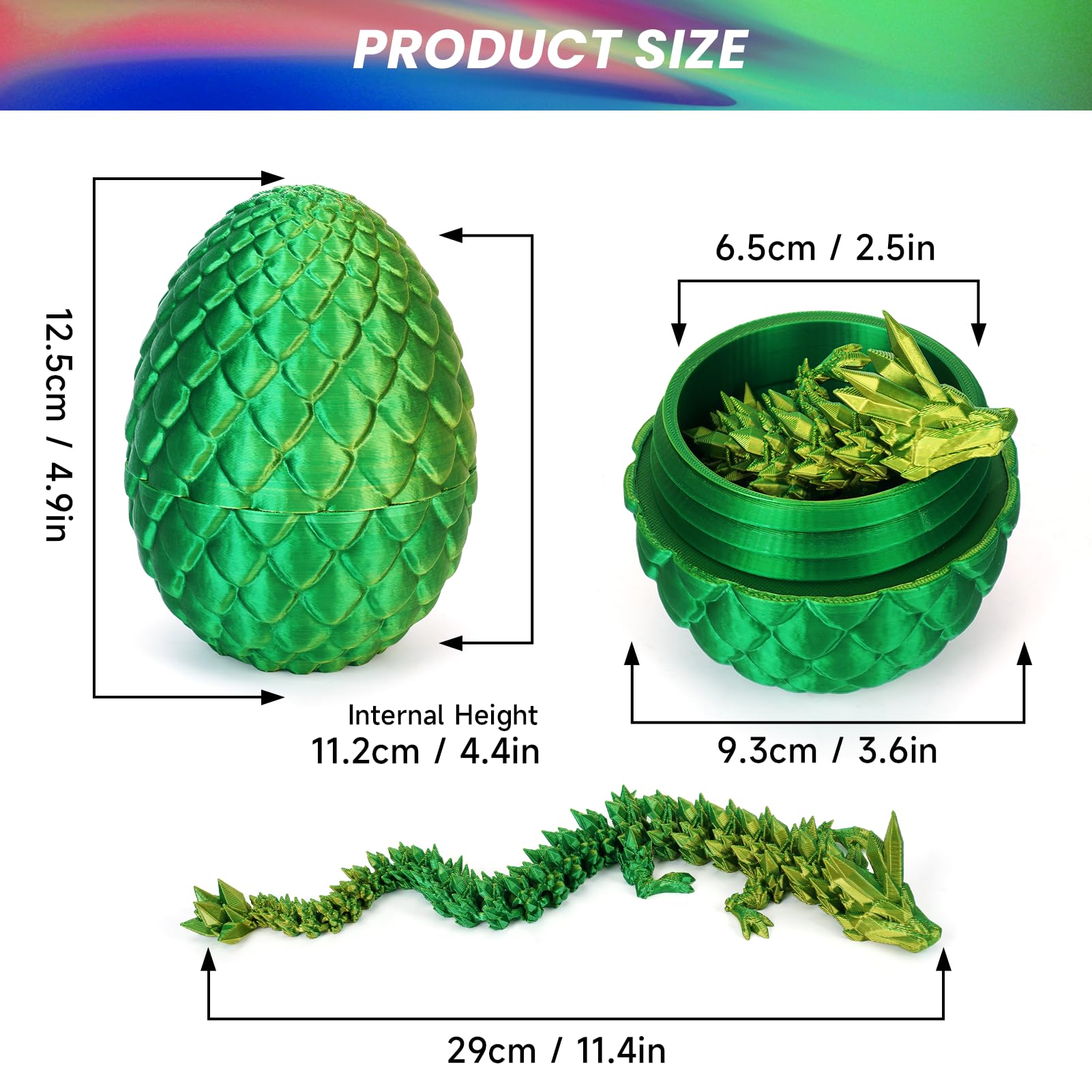 3D Printed Dragon Eggs with Articulated Crystal Dragon Inside - Easter Basket Stuffers, Prefilled Easter Eggs, Unique Fidget Toys for Kids | Perfect for Easter Gifts, Party Favors & Sensory Play