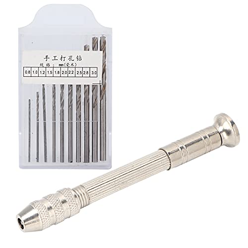 10pcs Metal Hand Drill Bit Set - Jewelry Pin Vise Drill Bits for DIY Craft, Woodworking & Home Repair | Portable Tool for Jewelers, Hobbyists & Family Use