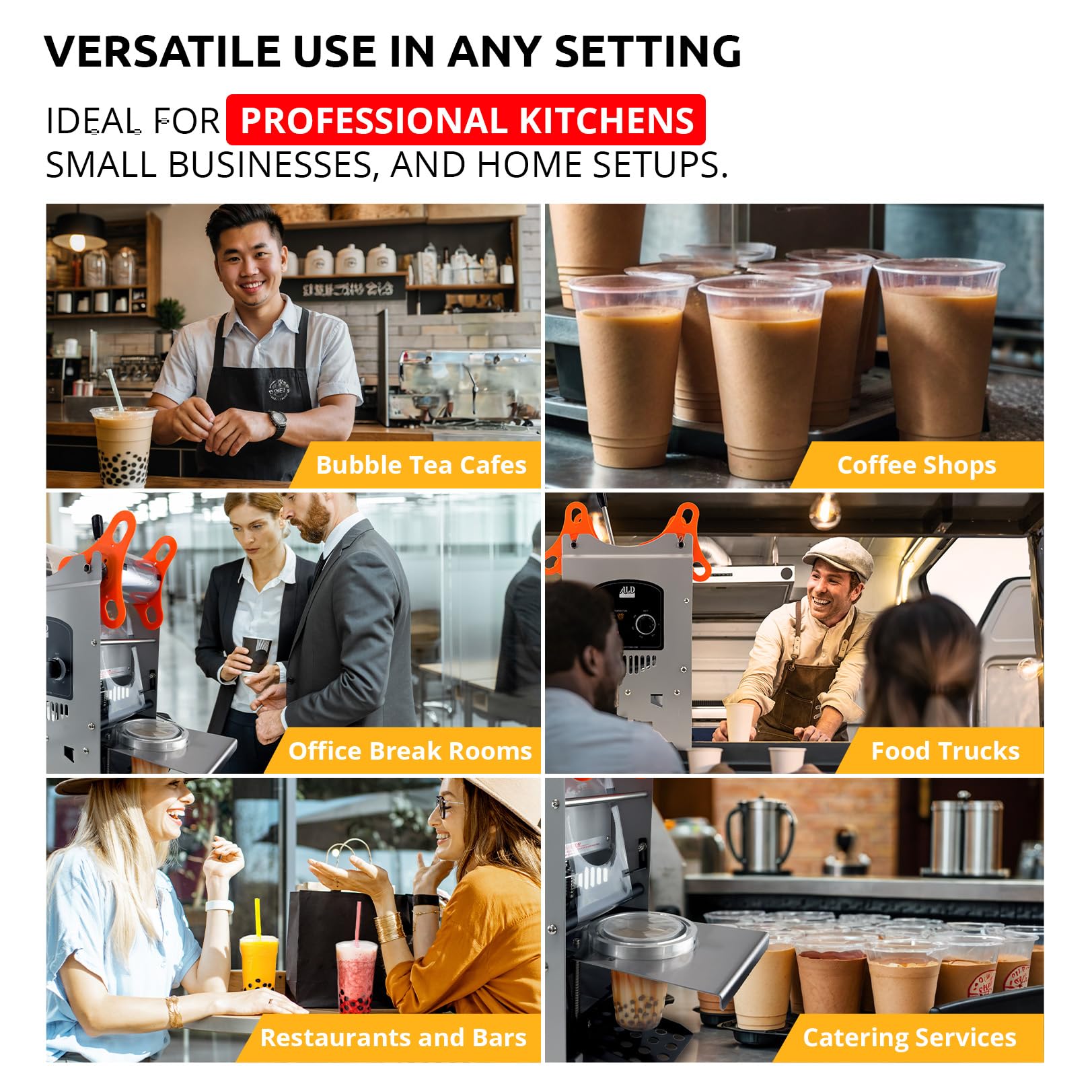 Commercial Boba Cup Sealing Machine | Electric & Manual Bubble Tea Cup Sealer | 300-500 Cups/Hour | Fits 3.7