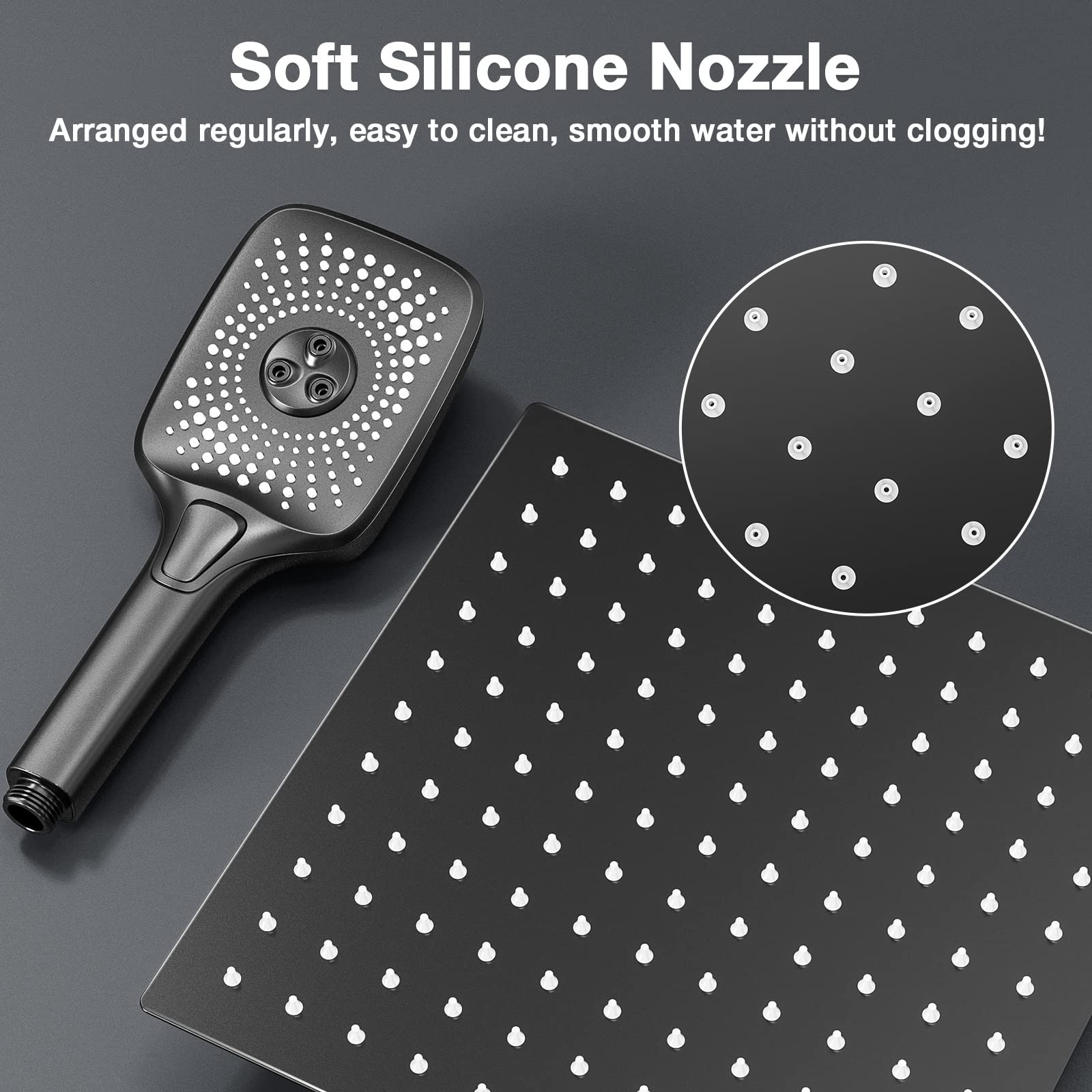 Premium Black Stainless Steel Shower Faucet Set - 10 Inch Rainfall Shower Head with Handheld Spray - 3 Function Shower System - Brass Pressure Balance Valve - Perfect for Modern Bathroom & Spa Experience