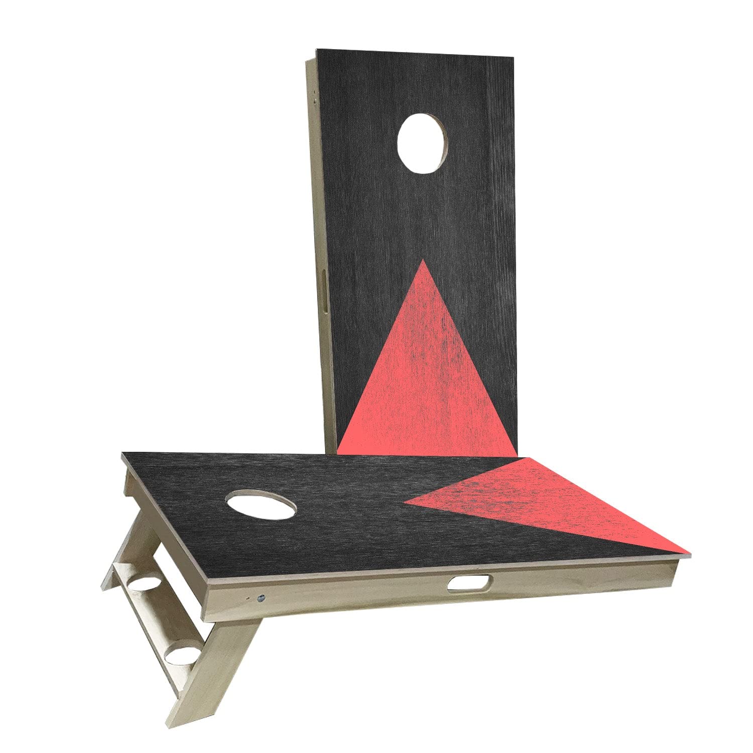 Skip's Garage Premium Wood Grain Cornhole Board Set with Red Finish - 2 Boards & 8 Bean Bags - Customizable Size & Accessories - Perfect for Backyard Parties, Tailgating & Outdoor Games