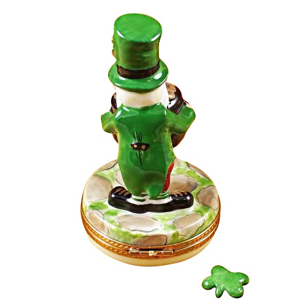 Lucky Leprechaun with Four Leaf Clover Limoges Box - Irish Good Luck Charm for St. Patrick's Day Decor & Gift Giving