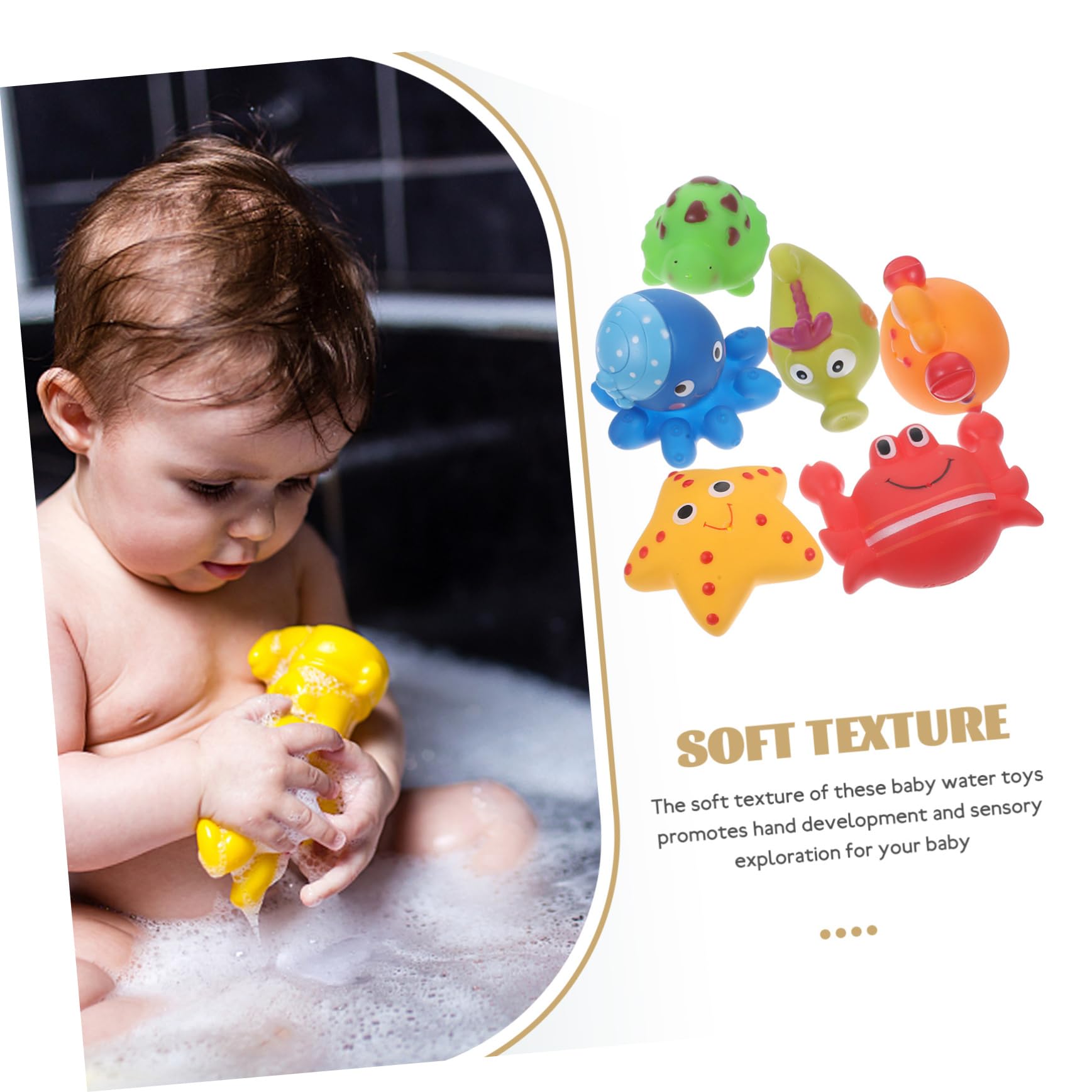 VICASKY 6-Piece Bath Toys Set for Kids - Fun Vinyl Bathtub Toys for Toddlers & Children - Perfect for Bath Time Play, Sensory Learning & Water Play Activities