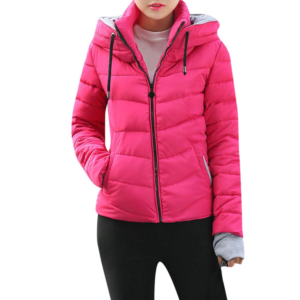 Women's Winter Hooded Puffer Jacket - Thick Warm Short Slim Cotton-Padded Coat with Cargo Pockets | Outdoor Casual Wear for Cold Weather