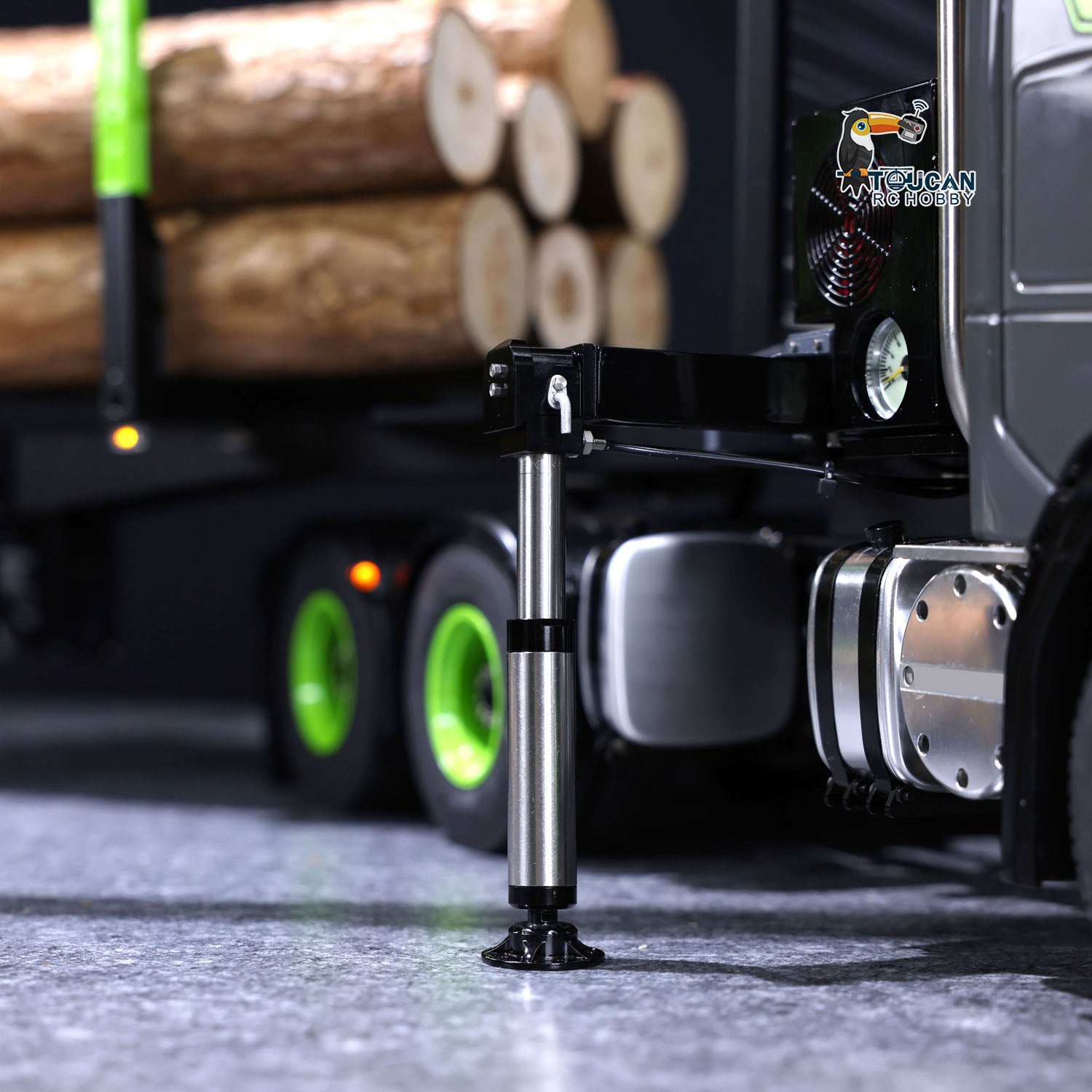 1/14 Scale Toucan 6X6 Metal Chassis RC Tractor Truck with 770S Hydraulic Crane & Logging Trailer - Flysky PL18EV Lite Controller, Dual Speed Transmission, Smoke Effect - Perfect for Off-Road Simulation, Construction Site Play, and RC Truck Racing