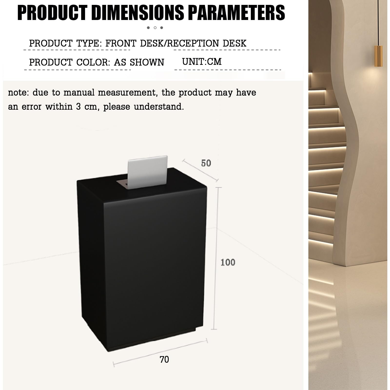 Modern Reception Desk for Office & Salon - Small Space Reception Counter with LED Lighting, White Simple Cashier Cabinet for Lobby Checkout - Perfect for Small Businesses, Clinics & Boutique Shops