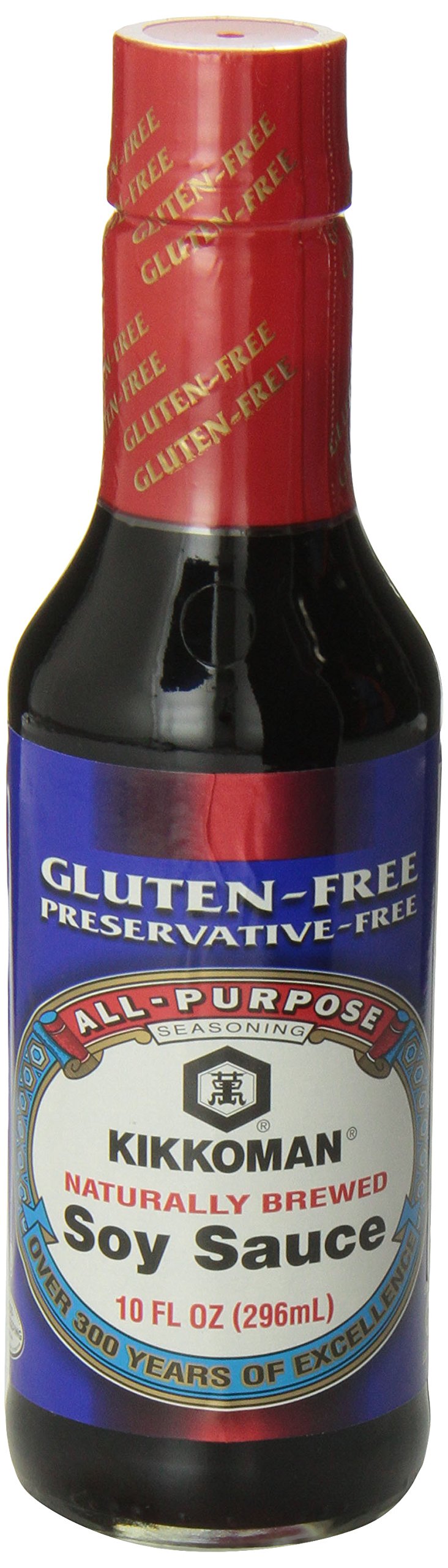 Kikkoman Gluten Free Soy Sauce - 10 oz Bottle | Premium Japanese Soy Sauce for Cooking, Sushi, Stir Fry & Marinades