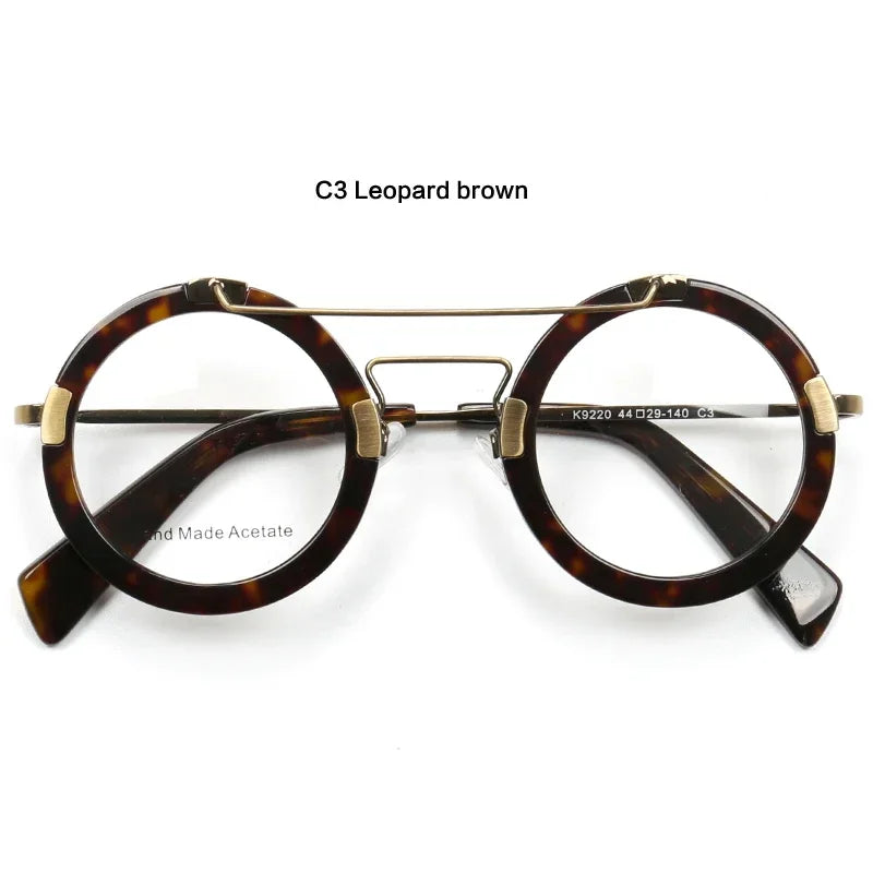 Aror Women's Full Rim Round Double Bridge Acetate Titanium Eyeglasses Frame 49220 | Lightweight & Durable Glasses for Work, Reading & Fashion Accessories