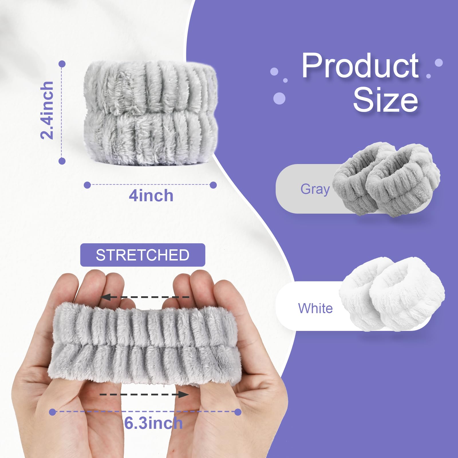 4Pcs Microfiber Wristbands for Face Washing - Super Absorbent Wrist Towels for Women, Prevents Water Dripping Down Arms - Perfect for Skincare Routine, Makeup Removal & Gym Use