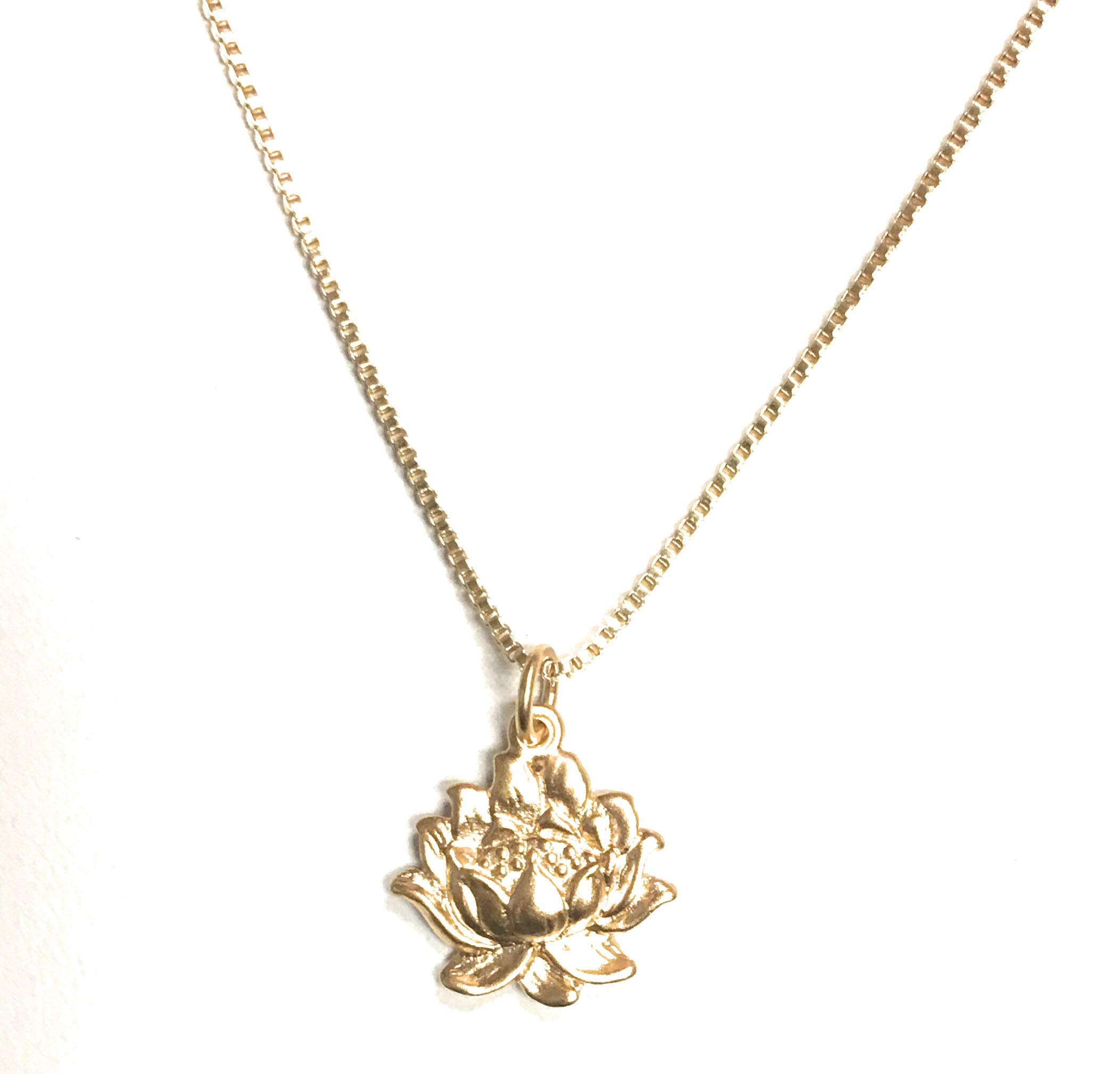 18K Gold Vermeil Lotus Flower Pendant Necklace - 18