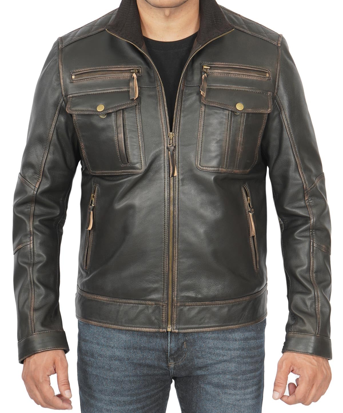 Genuine Lambskin Leather Jacket for Men - Stylish & Durable Fashion Outerwear - Perfect for Casual Wear, Motorcycle Riding & Night Out