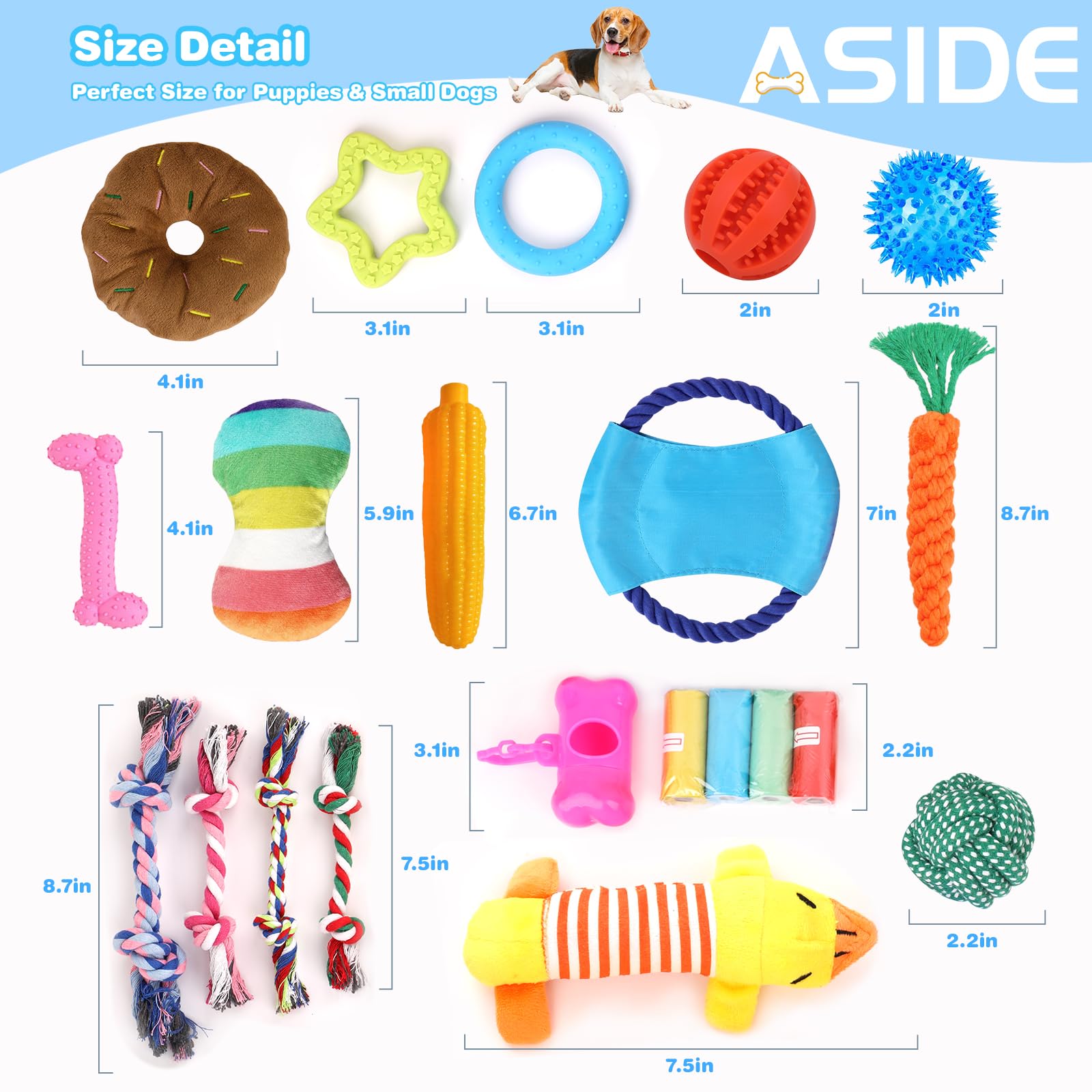 21 Pack Puppy Toys for Small Dogs - Teething & Chew Toys with Squeaky Plush & Rope for Interactive Play | Perfect for Puppy Training, Boredom Relief & Dental Health