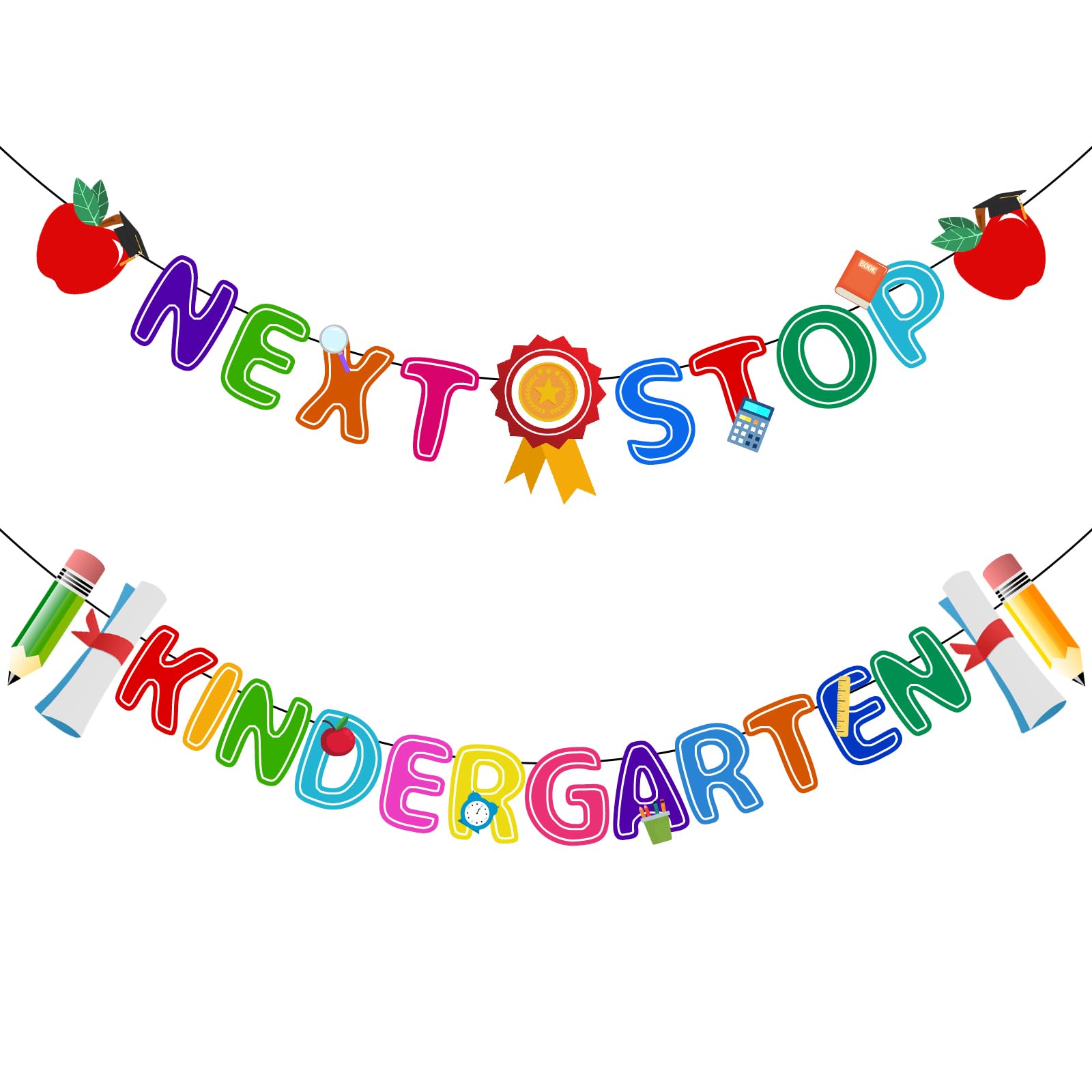 Pre-Assembled Preschool Graduation Banner & Decorations Kit - 2 Pack with Backdrop for Pre-K Graduation Party & Photo Booth - Perfect for Classroom Celebrations, Daycare Ceremonies & Kindergarten Graduation Photos